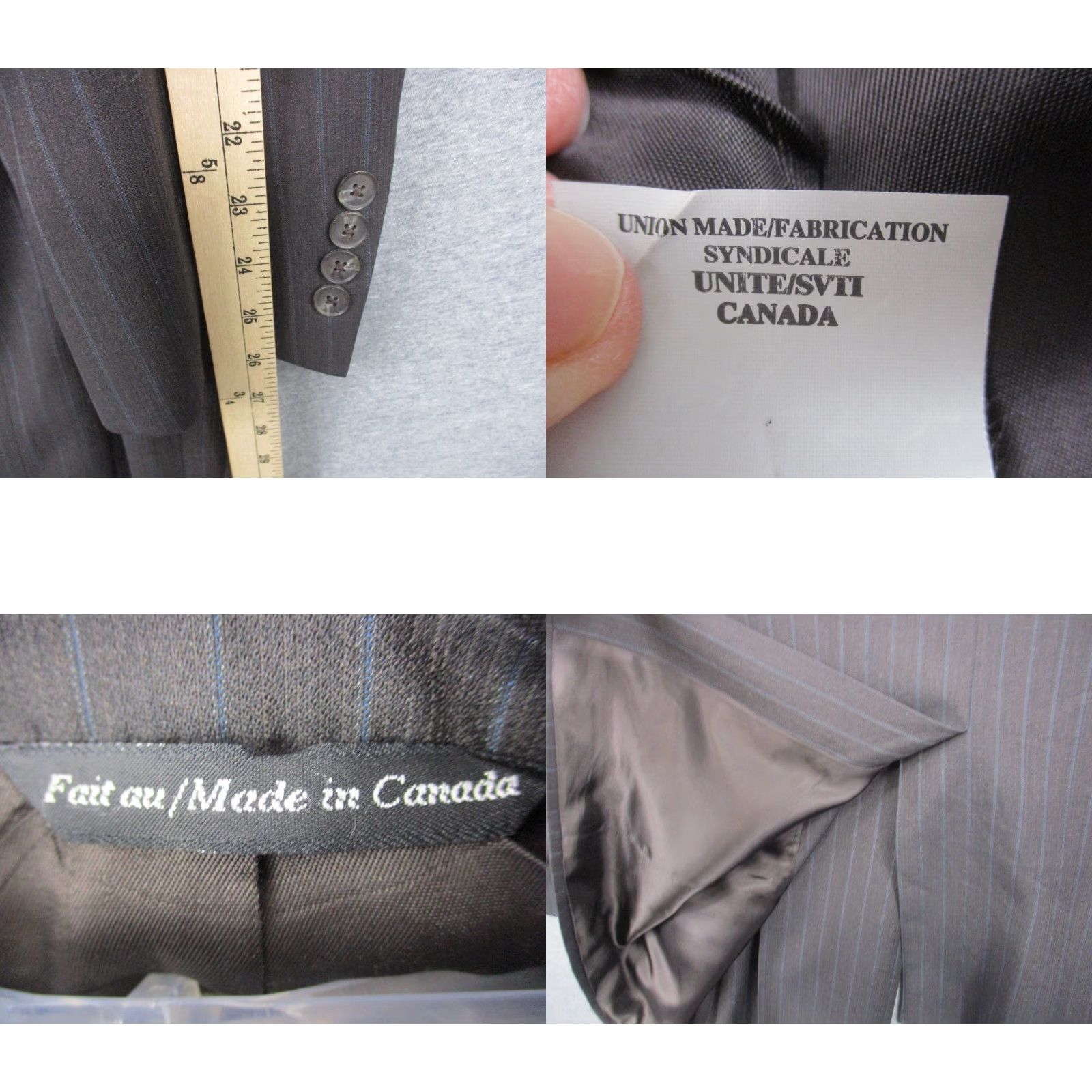 Vintage Paul Dione Suit Mens 2 Piece Gray Pinstriped 100% Wool 42L 36x30 Vintage No Size 42R - 8 Thumbnail