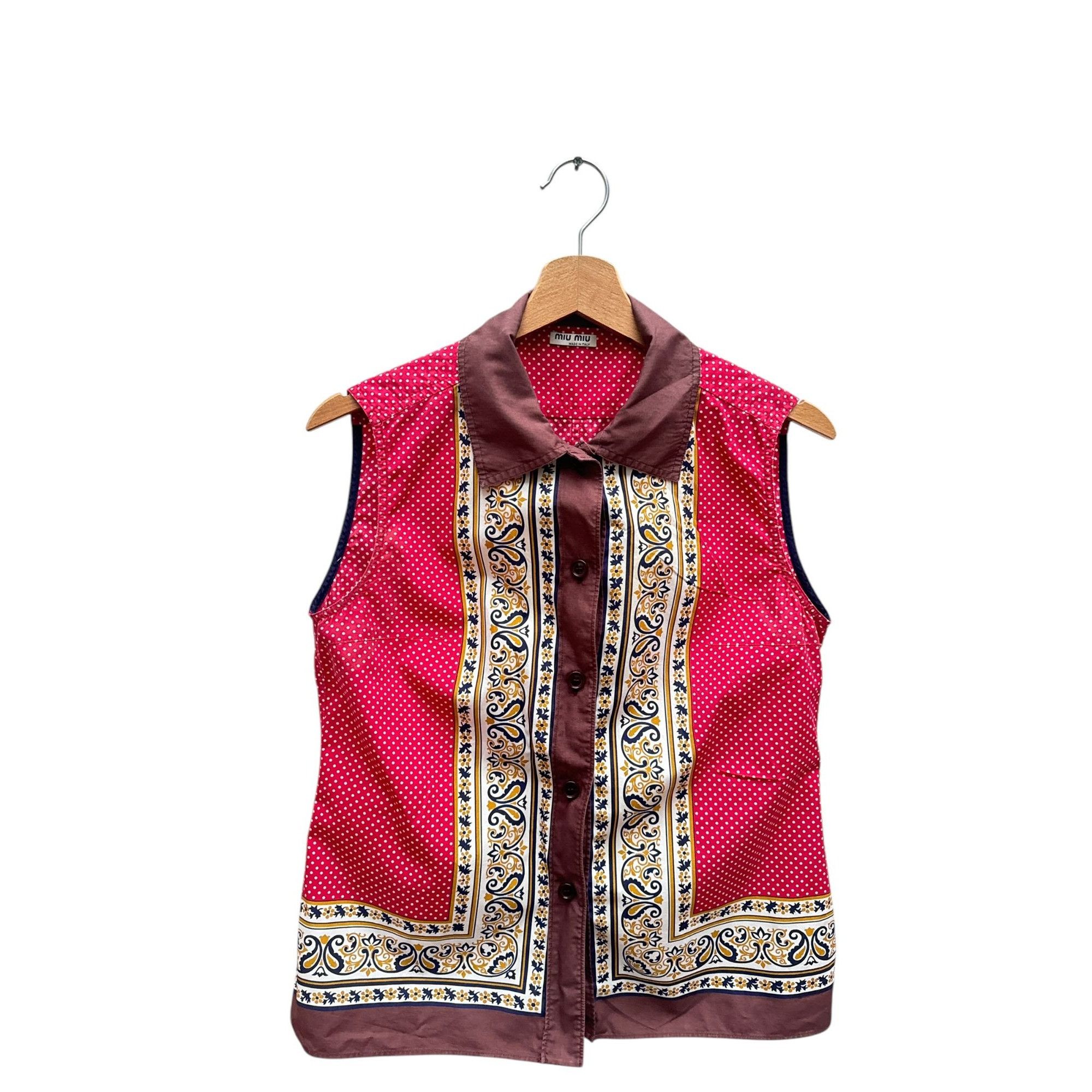 Miu Miu Red Brown Paisley Shirt Size M / US 6-8 / IT 42-44 - 1 Thumbnail