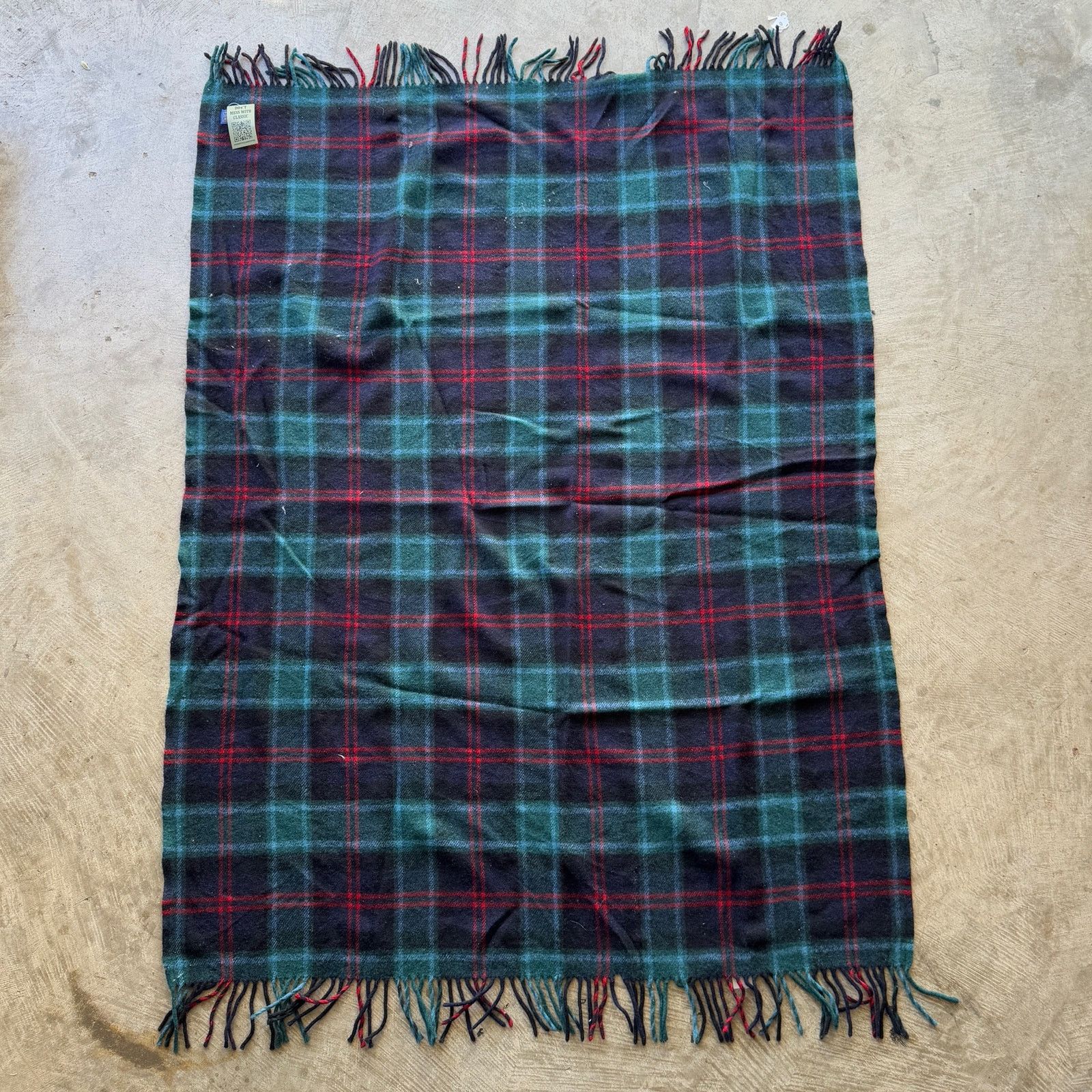Pendleton × Vintage Pendleton Blue Green Black Plaid Wool Scarf Blanket 1444 Size ONE SIZE - 1 Thumbnail