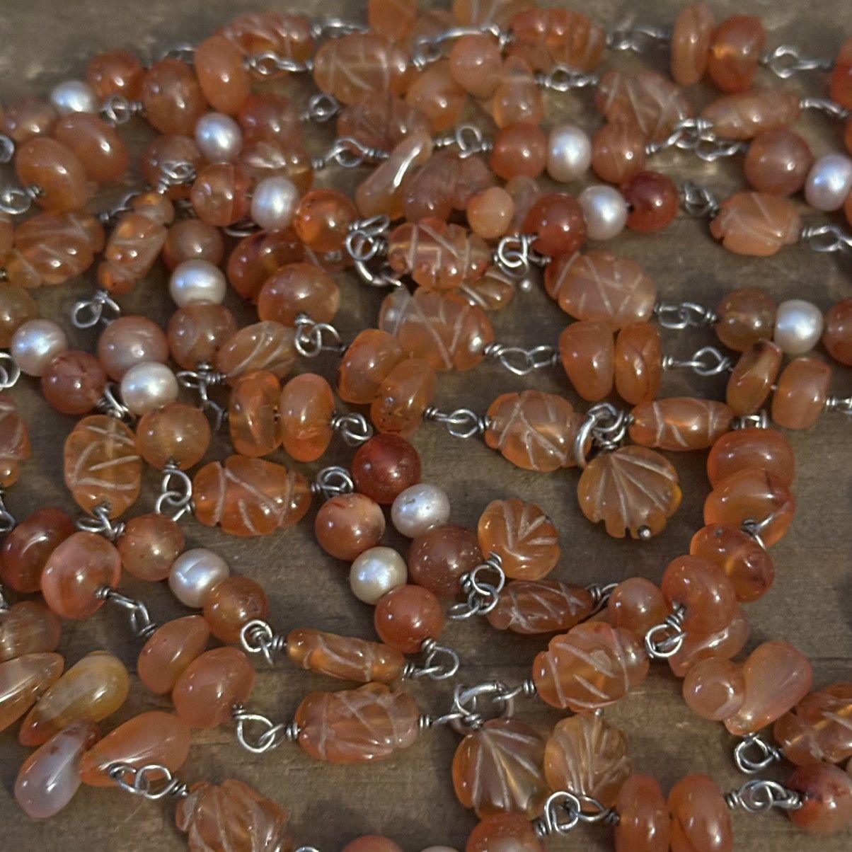 Vintage Vintage layered triple strand Carnelian and pearl necklace Size ONE SIZE - 6 Thumbnail
