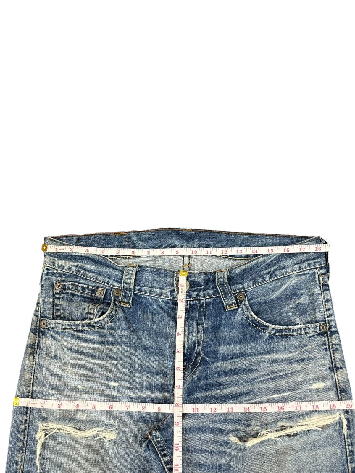 Vintage 90s Levis 507 Blue Wash Distressed Flare Jeans