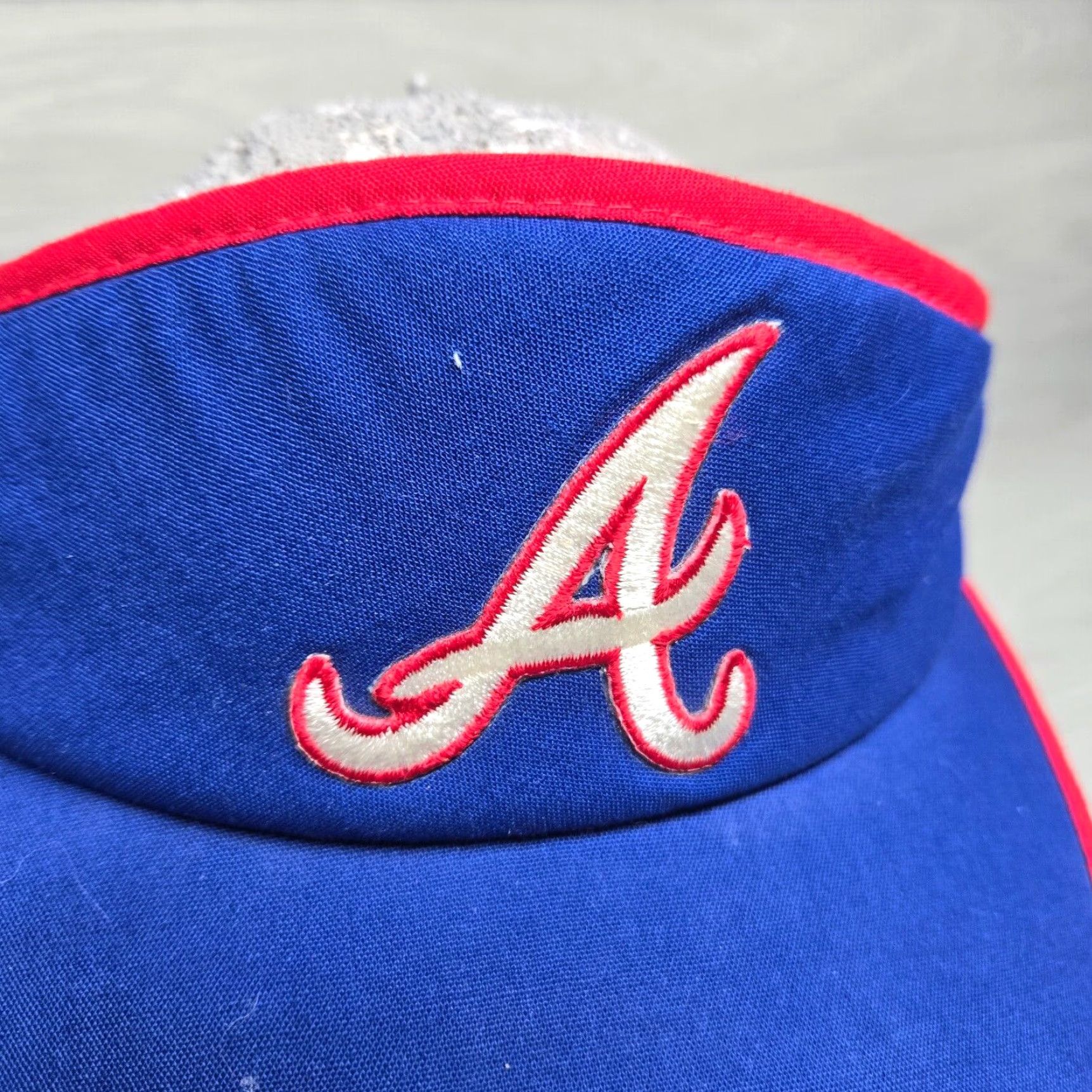 Starter Vintage Atlanta Braves 1980s MLB Visor Hat Cap Red White Blue OSFA Size ONE SIZE - 2 Thumbnail