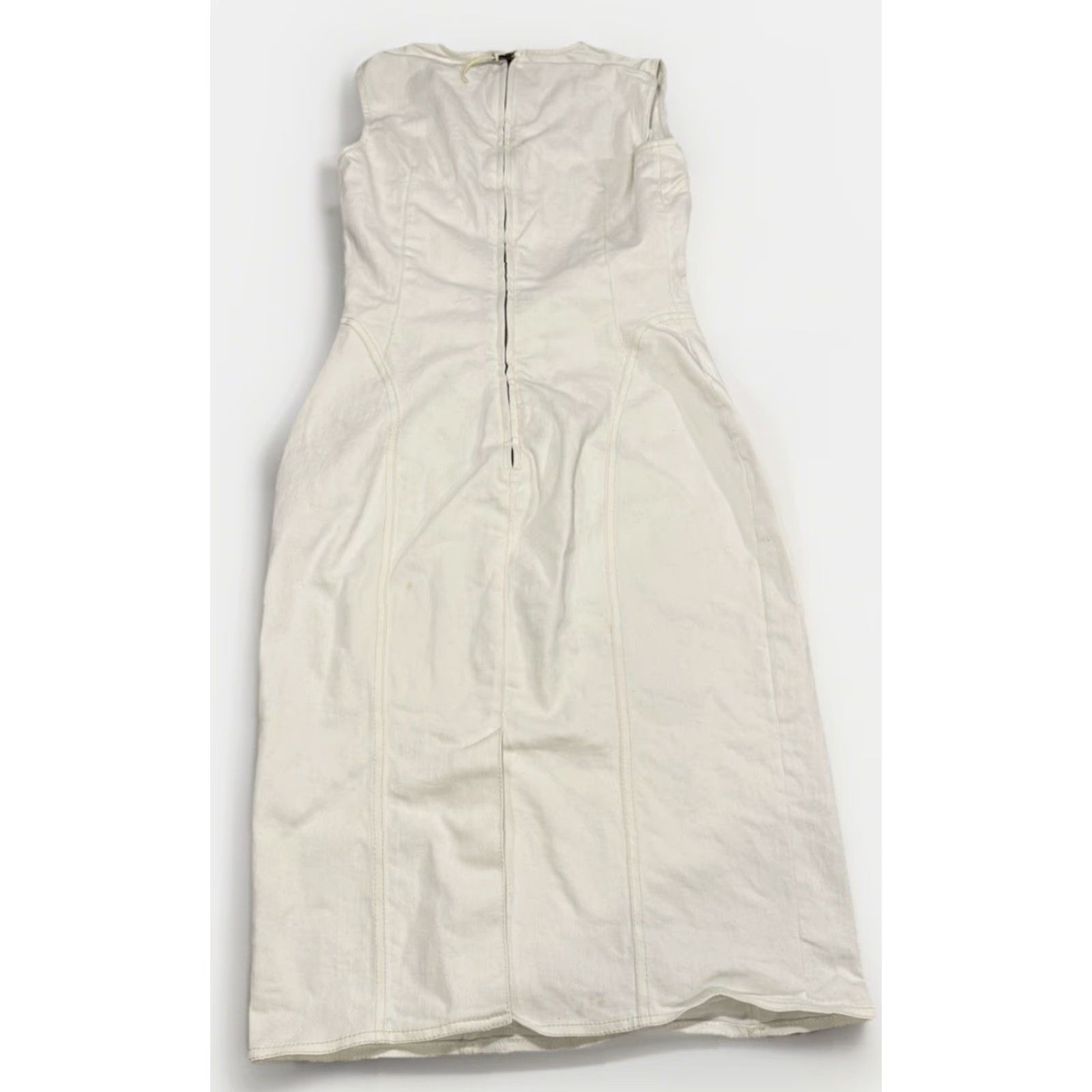 Ralph Lauren VINTAGE Ralph Lauren Purple Label Denim Dress Women's Medium White Midi Sleeveless 90s Size S / US 4 / IT 40 - 6 Thumbnail