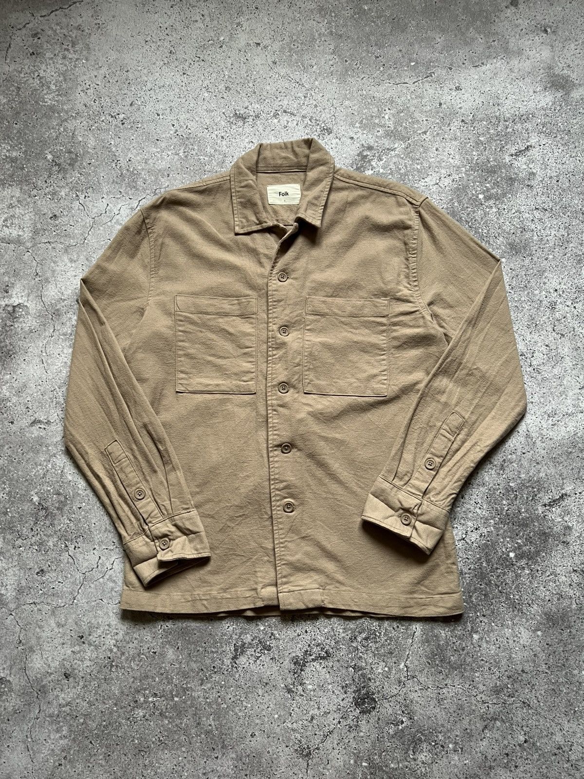 Folk Folk Cotton Shirt Button Up Beige Overshirt Size US M / EU 48-50 / 2 - 1 Thumbnail