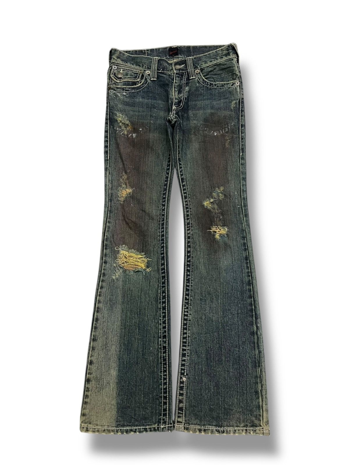 JACKROSE Flared Vintage 00s Jackrose Japan - Faded Mud Wash Jeans Size US 31 - 2 Thumbnail