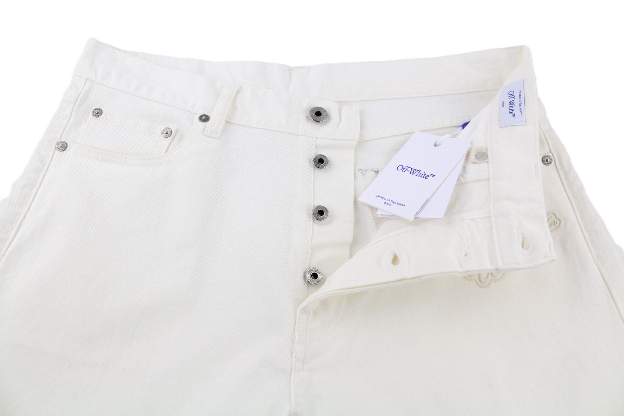 Off-White 90S LOGO W32 Straight Cotton Stretch Raw White 80237 Size US 32 / EU 48 - 4 Thumbnail