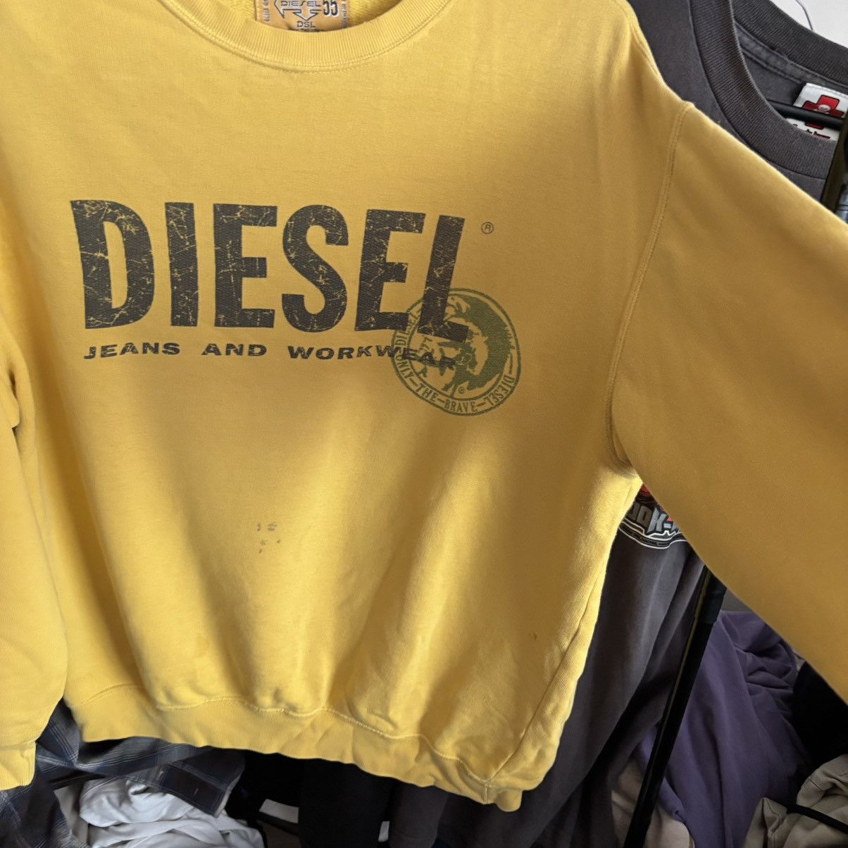 Vintage 🔥 Vintage Diesel 55 DSL Sweatshirt – Bold Yellow ERD Grunge Size US M / EU 48-50 / 2 - 4 Thumbnail