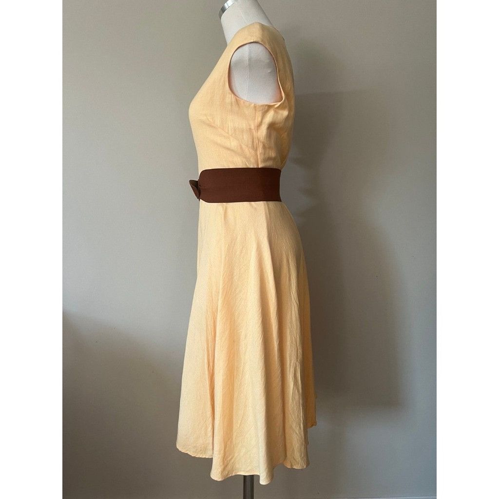 Vintage 90s - Y2K Yellow Linen Spring Summer Dress - Liz Baker sz 8P Size M / US 6-8 / IT 42-44 - 5 Thumbnail