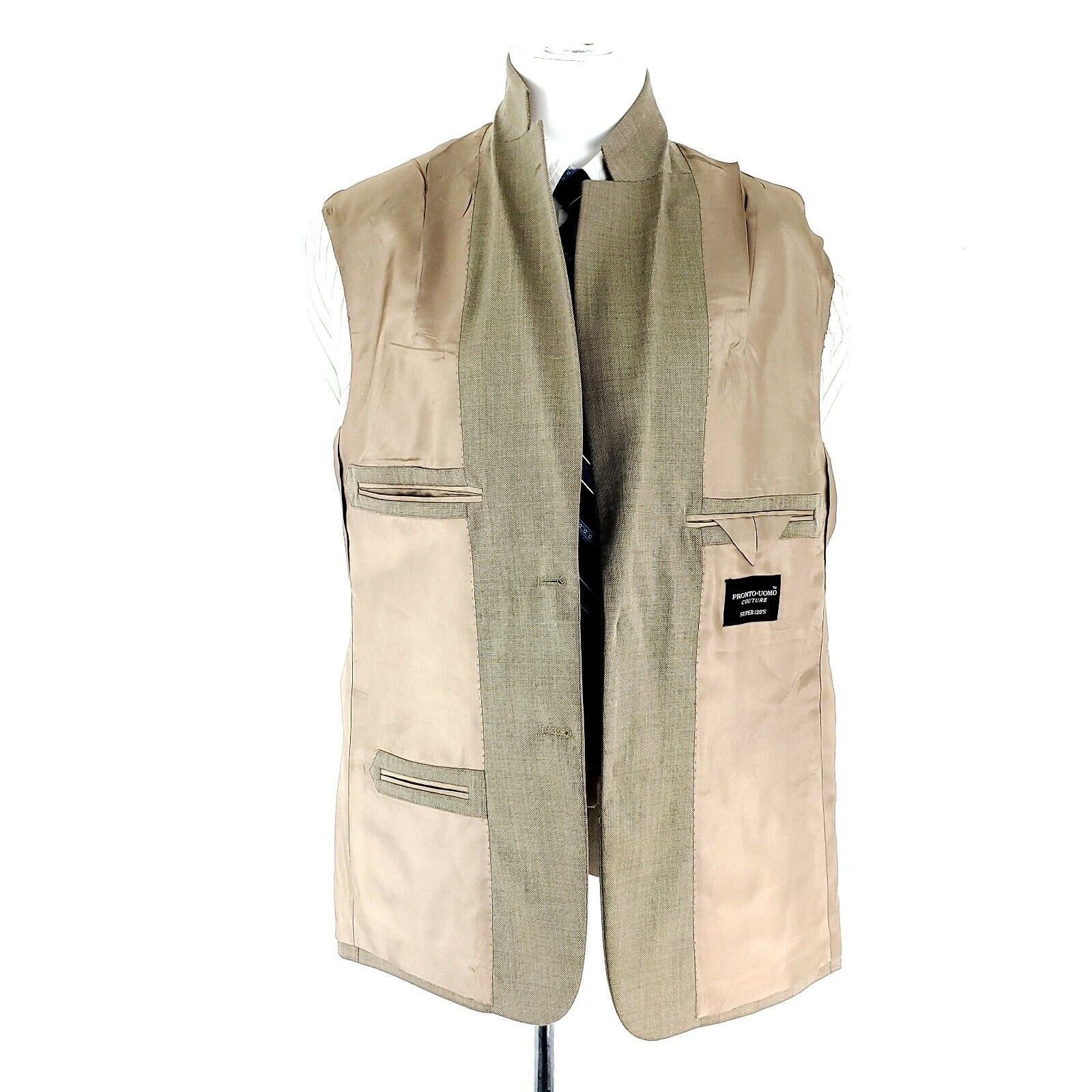 Pronto Uomo Pronto Uomo Super 120s Wool 2 Button Blazer 42R Check Tan Be Size 42R - 10 Thumbnail