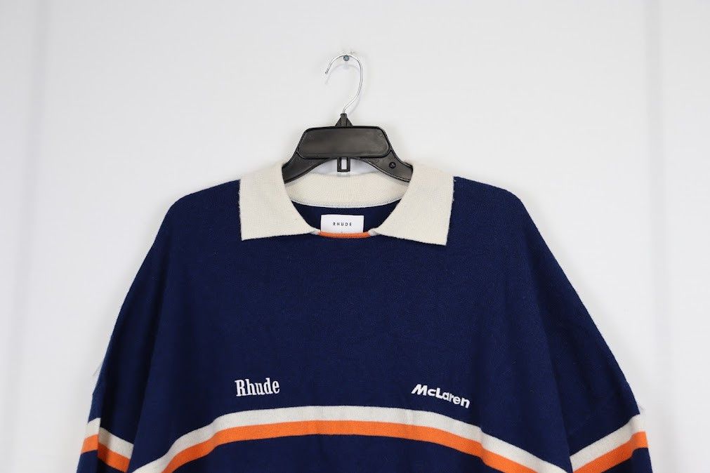 Malcolm McLaren × Rhude o1rshd Racing Knit Polo Sweater / Shirt in Black/Blue Size US L / EU 52-54 / 3 - 3 Thumbnail