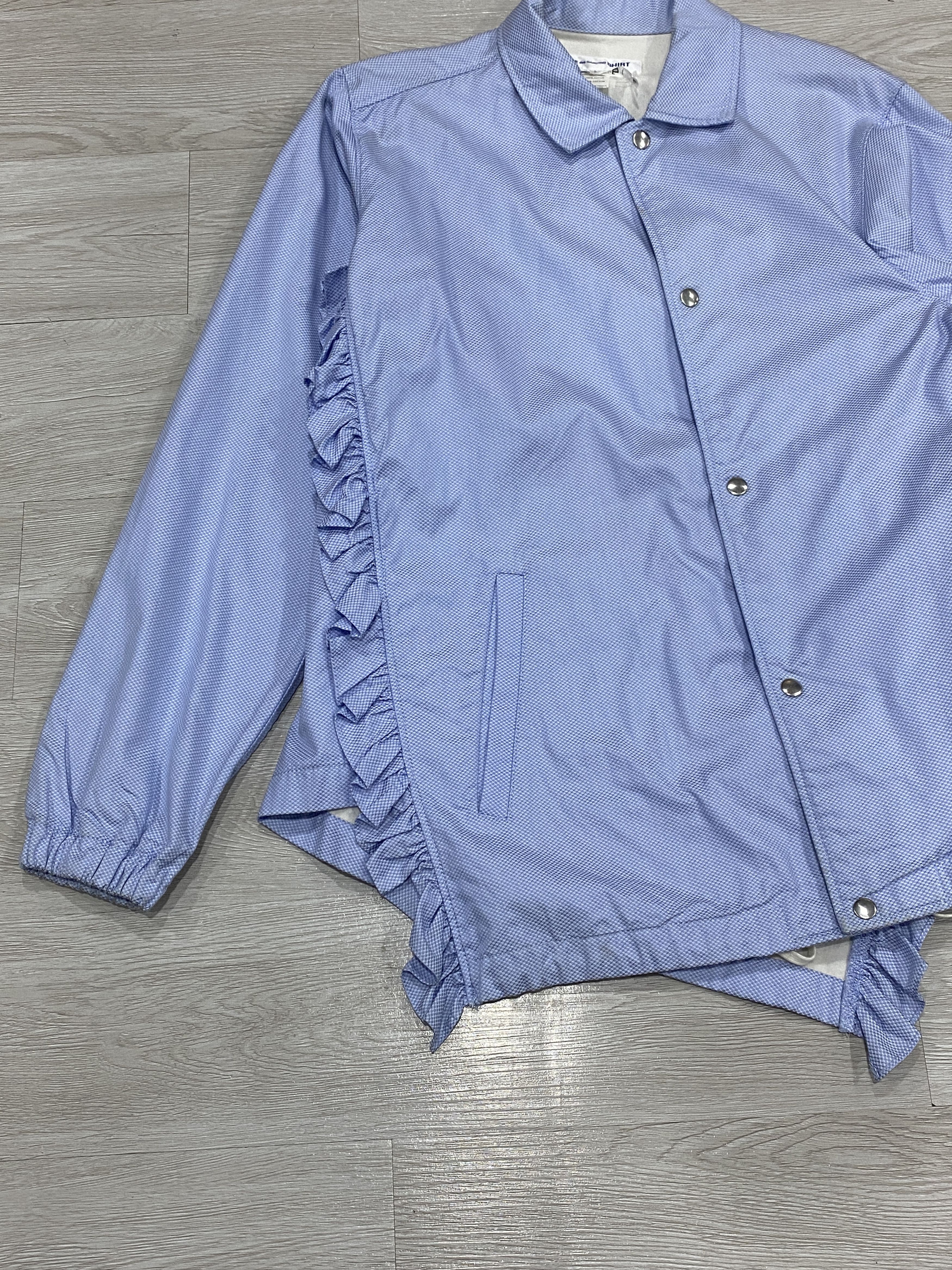 Comme des Garcons × Comme des Garcons SHIRT COMME DES GARCONS LIGHT BLUE RUFFLED ASYMMERIC JACKET LARGE Size US L / EU 52-54 / 3 - 2 Thumbnail