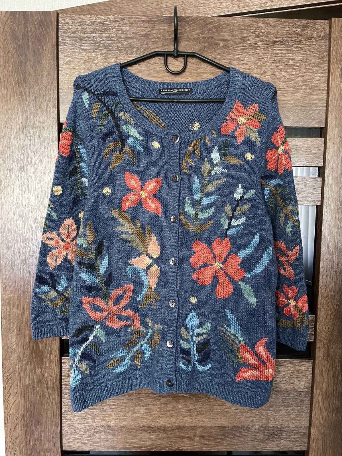 Vintage Peruvian Connection Peru Knit Cardigan Sweater Size L / US 10 / IT 46 - 2 Thumbnail