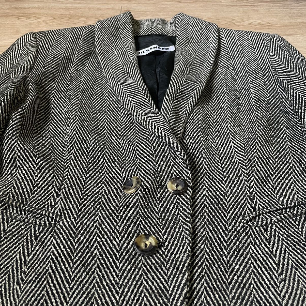 Jil Sander 🇩🇪RARE 80s Women’s Jil Sander Wool Herringbone Cropped Blazer Size US XS / EU 42 / 0 - 9 Thumbnail