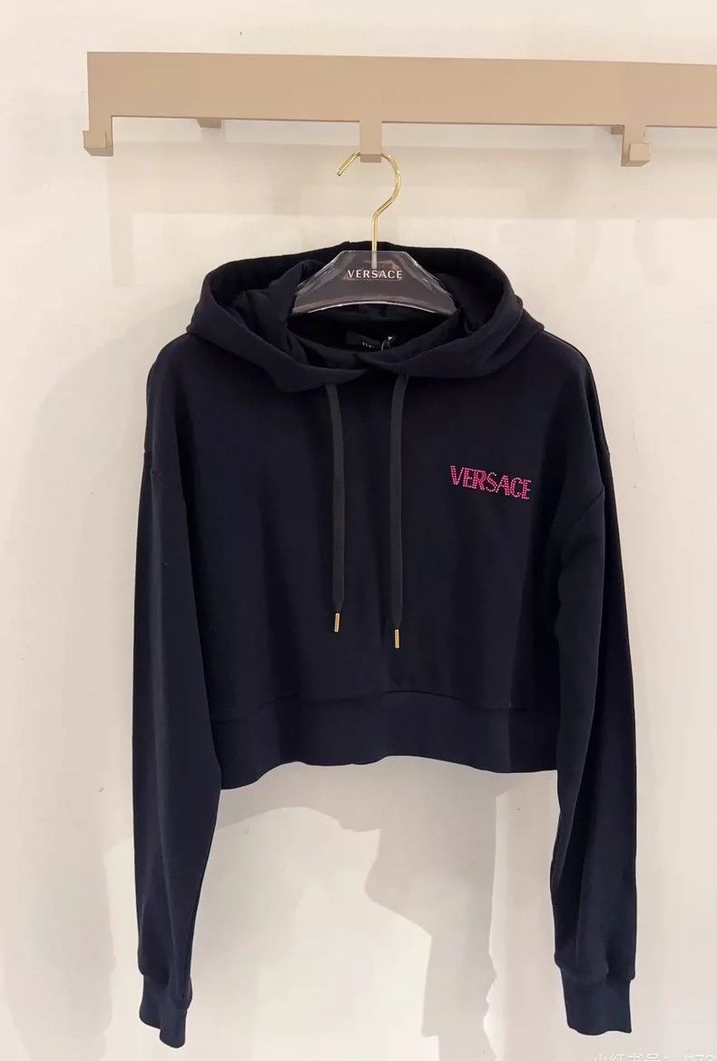 Versace Versace Black loose cropped hooded sweatshirt Size M / US 6-8 / IT 42-44 - 1 Thumbnail