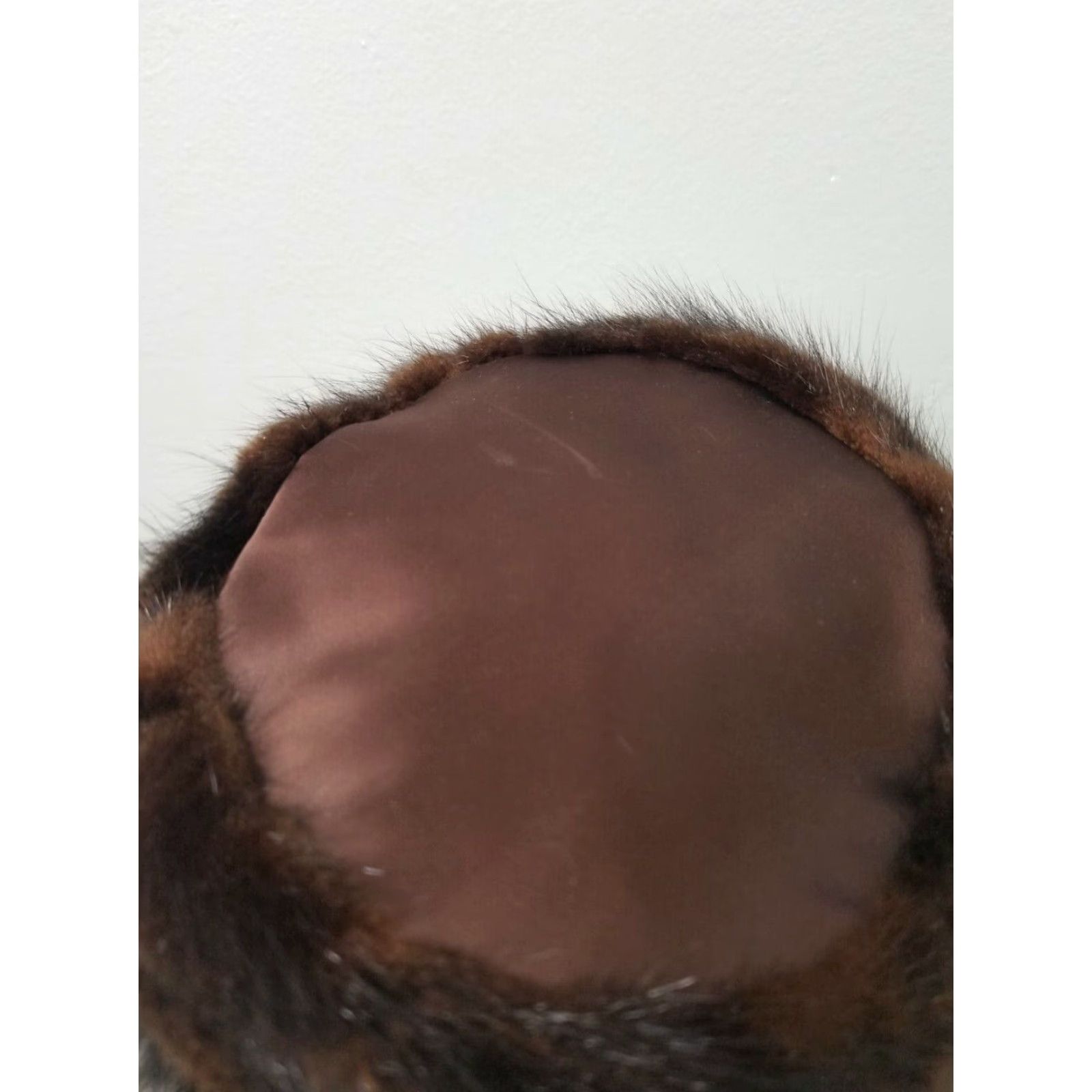 Vintage Vintage Union Made Pillbox Hat 1950s Brown Mink Fur Satin 22 Size ONE SIZE - 2 Thumbnail