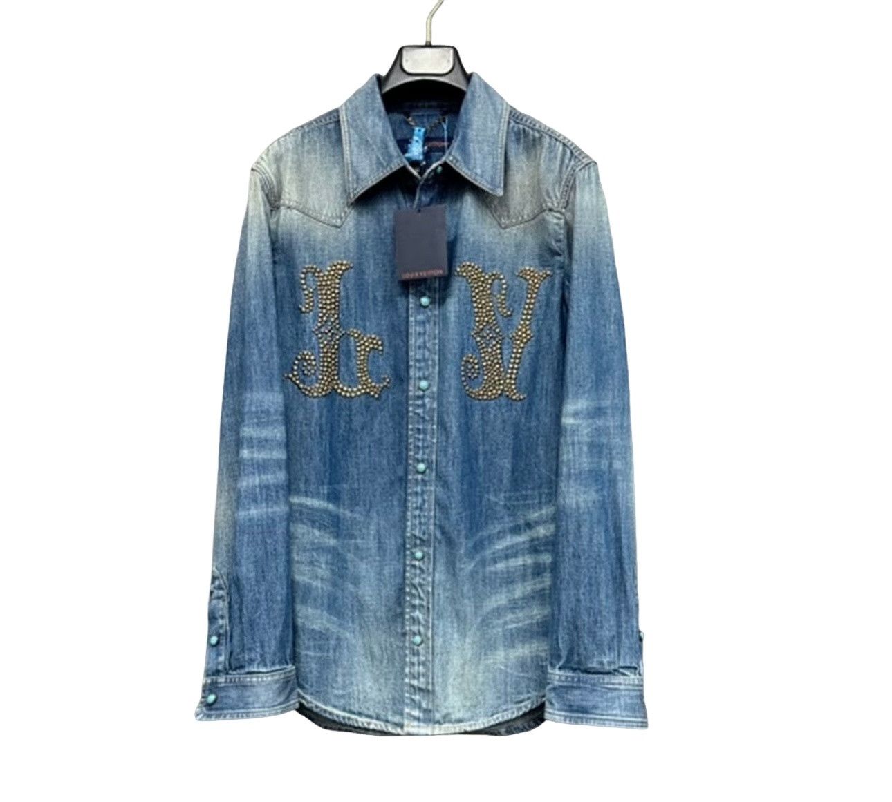 Louis Vuitton Louis Vuitton Studded LV Logo Denim Shirt Size M Size US M / EU 48-50 / 2 - 1 Thumbnail