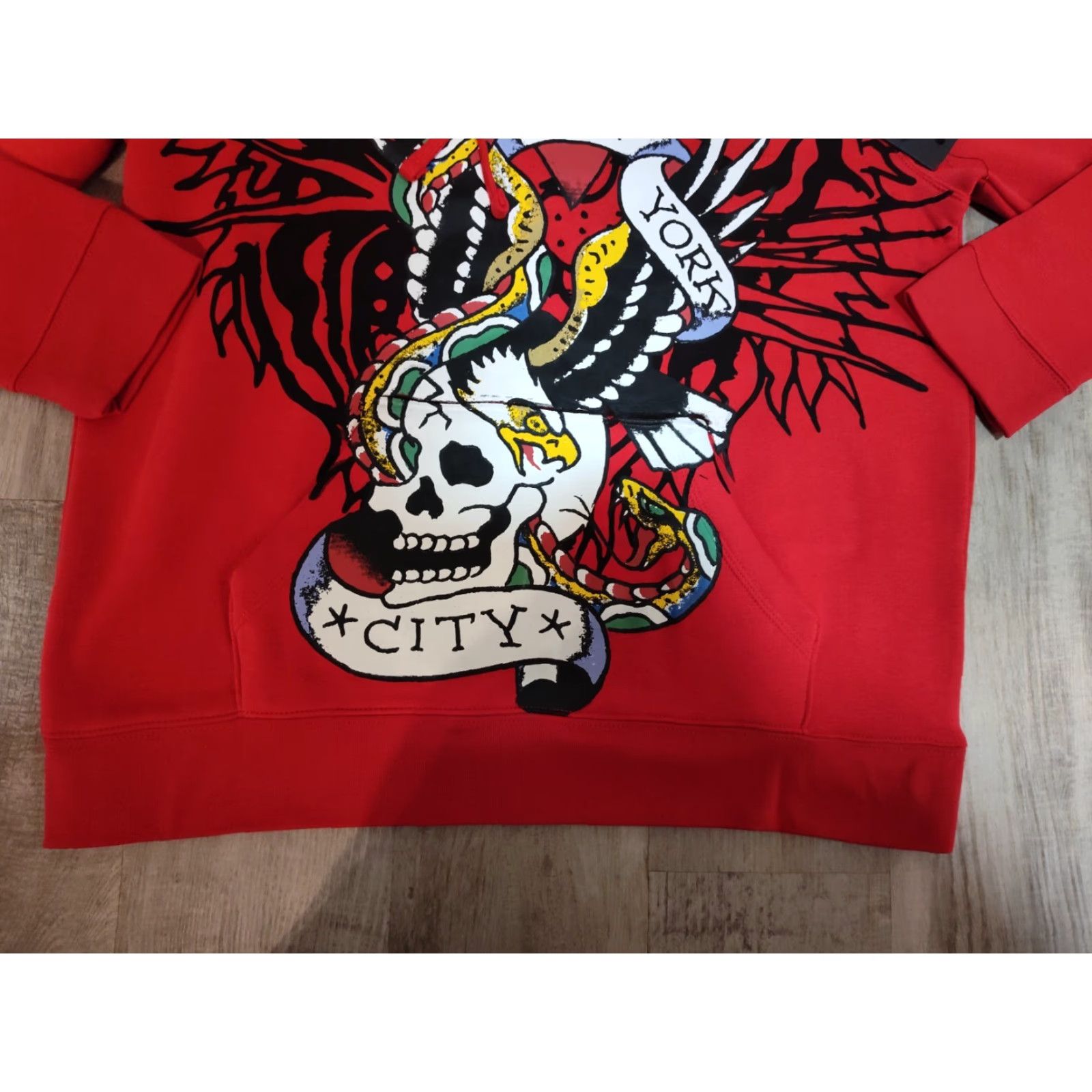 Ed Hardy Ed Hardy Men’s Hoodie Pullover New York Skull Snake Eagle Tiger Red Size L NWT Size US L / EU 52-54 / 3 - 2 Thumbnail