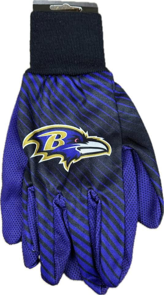 Designer Baltimore Ravens Football NFL Utility Work Grip Gloves Size ONE SIZE - 1 Thumbnail