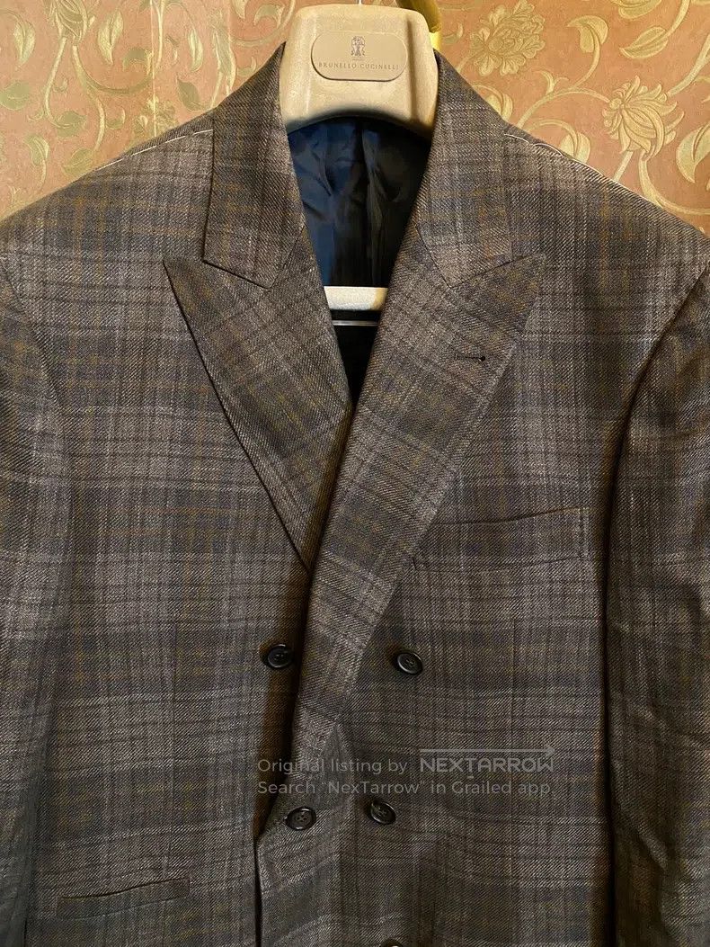 Brunello Cucinelli Brunello Cucinelli Double-breasted suit jacket, linen, sil Size 50L - 2 Thumbnail