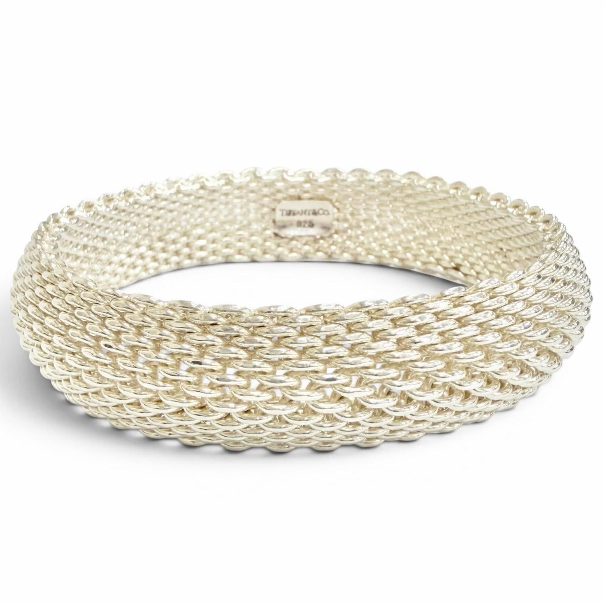 Tiffany & Co. TIFFANY&Co. Tiffany Somerset 925 Mesh Bangle Bracelet, Silver, Weight 58.6g, Women's, Highly Recommended ◎ Size ONE SIZE - 1 Thumbnail