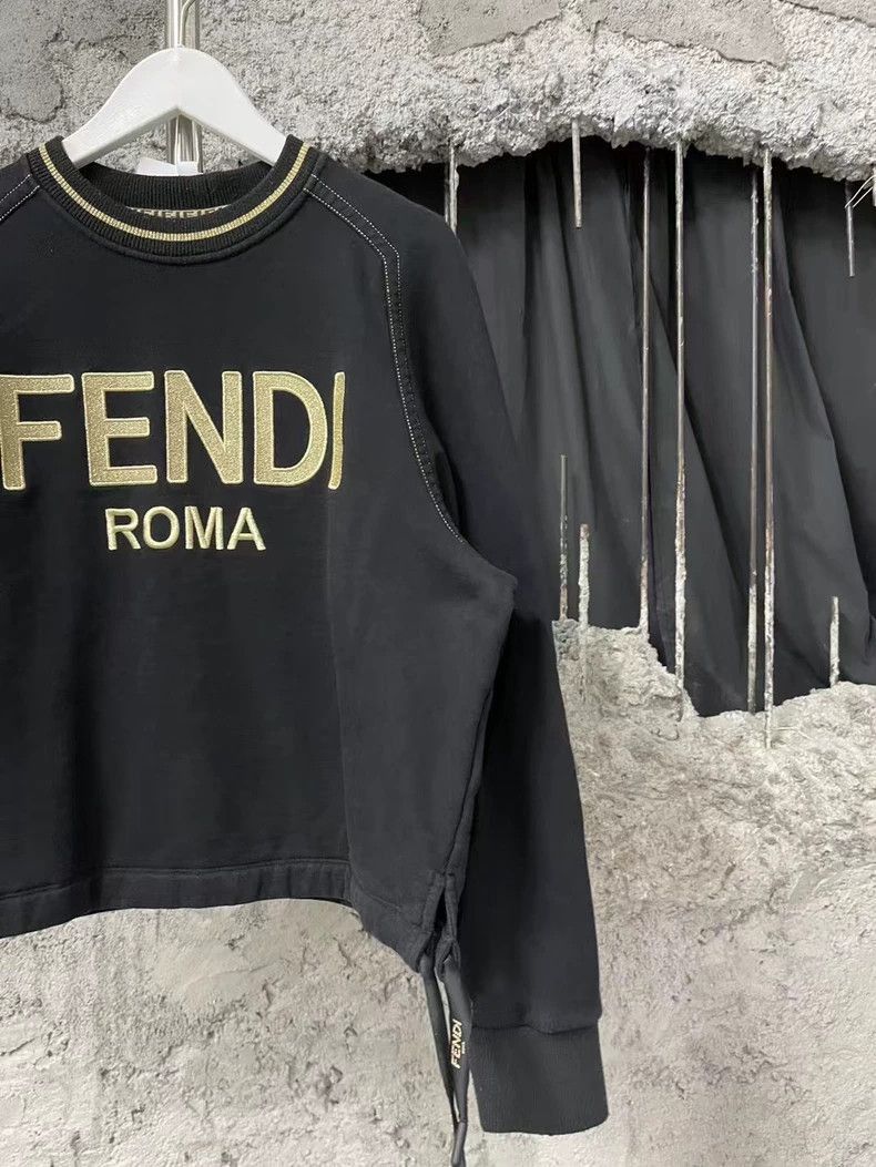 Fendi Fendi Black Gold Logo Sweatshirt with Ribbon Size US XS / EU 42 / 0 - 4 Thumbnail