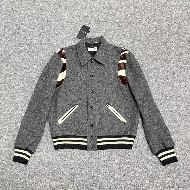 Saint Laurent SLP Zebra Stripe Varsity Jacket