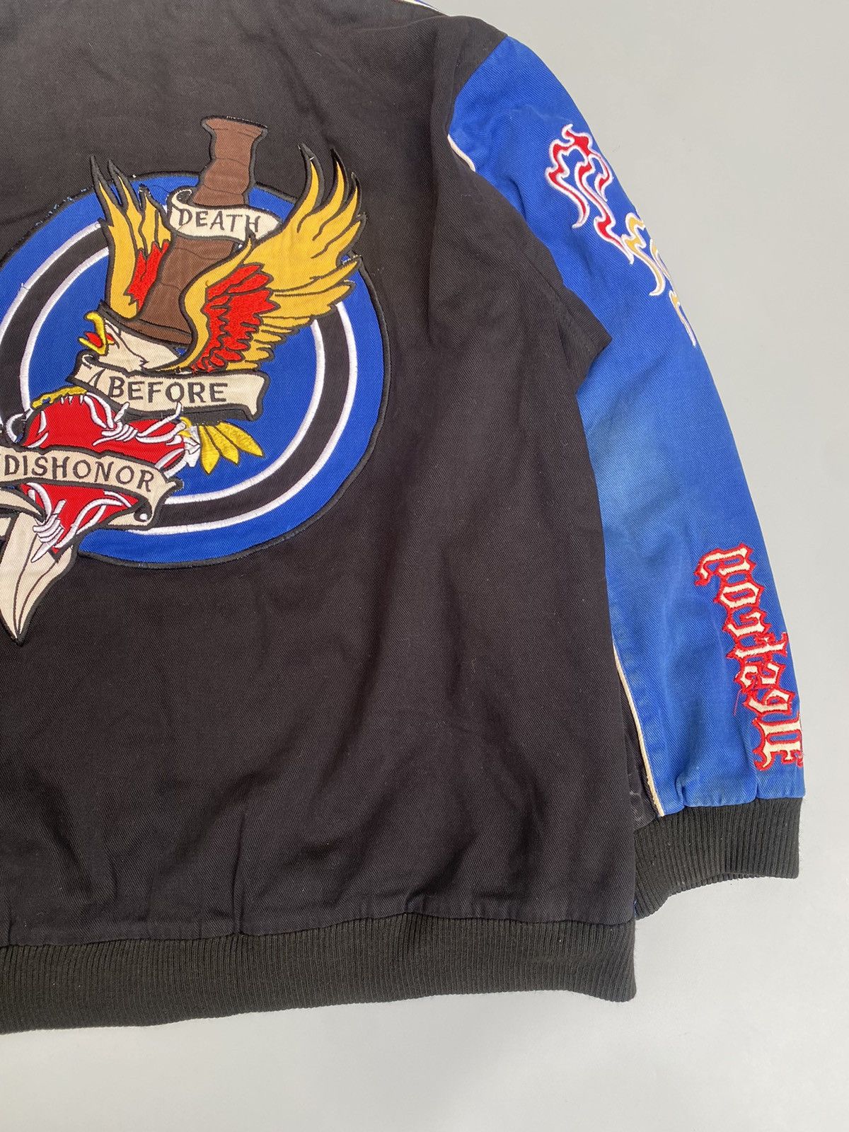 Ed Hardy × Vintage Vintage Ed Hardy Embroidered Varsity Jacket Size US XXL / EU 58 / 5 - 5 Thumbnail