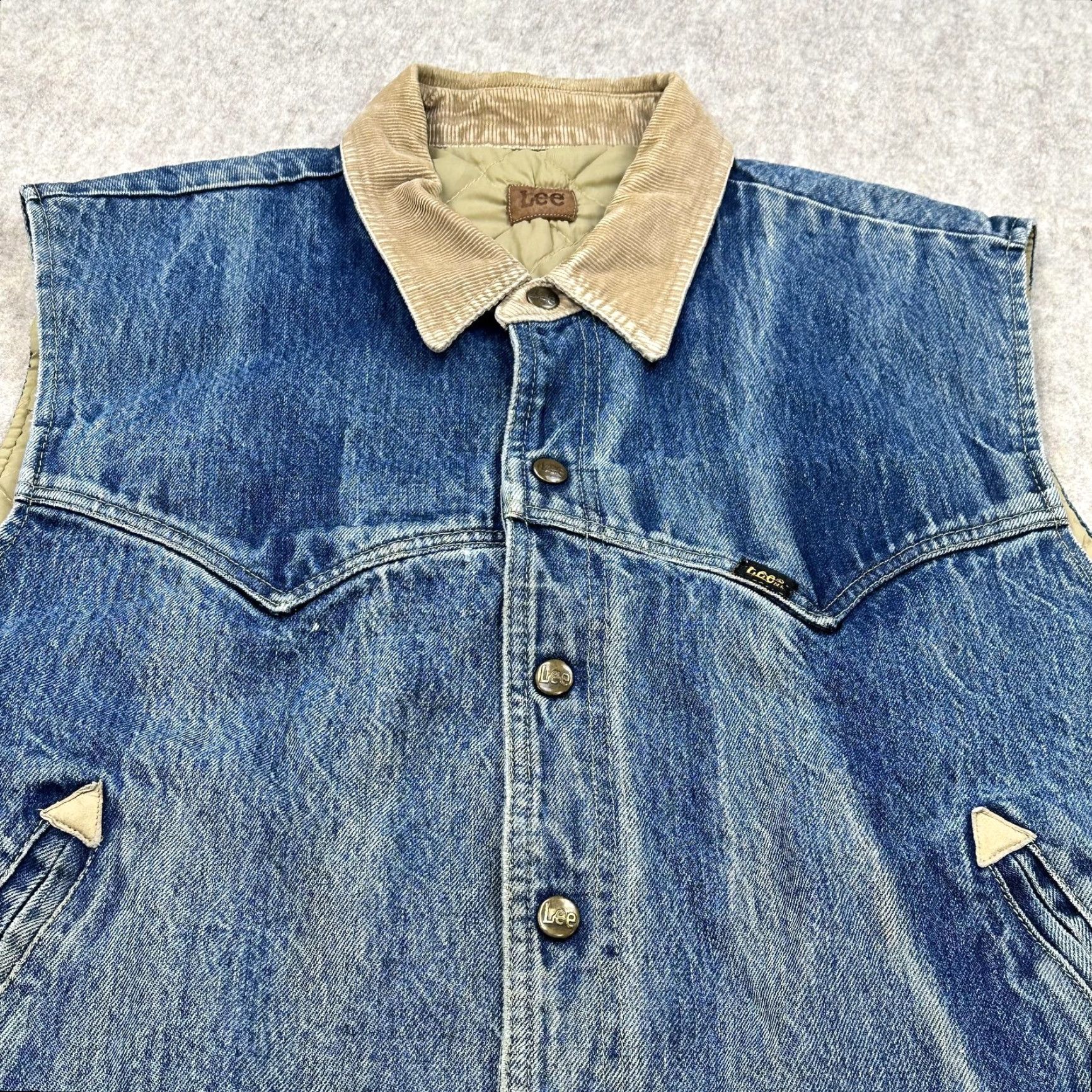 Lee VINTAGE Lee Vest Mens XL Blue Denim Corduroy Collar Quilted Lined Made USA 90s Size US XL / EU 56 / 4 - 3 Thumbnail