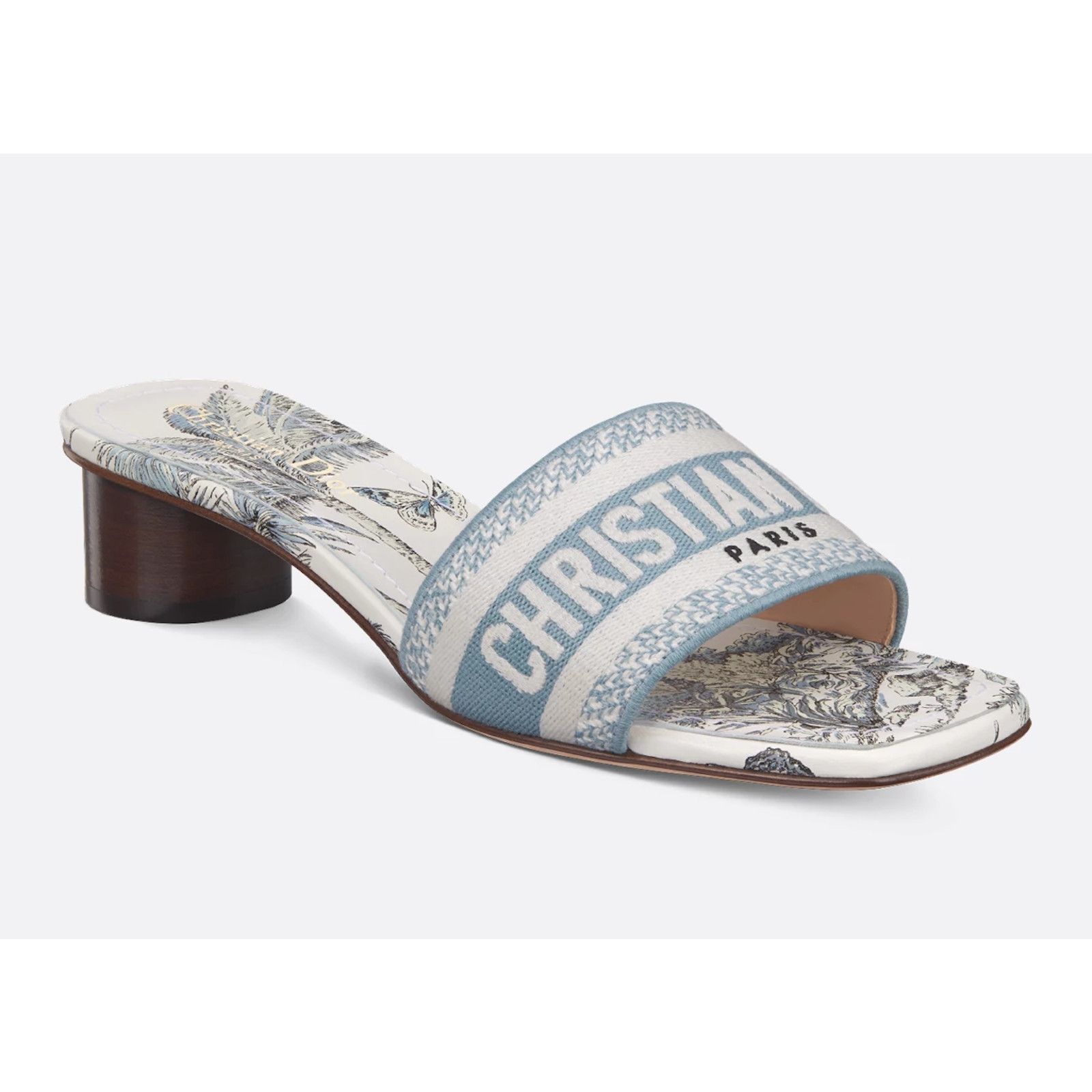Dior Christian Dior Dway Heeled Slide Blue White TDJ Palms 41.5 Size US 11.5 / IT 41.5 - 1 Thumbnail