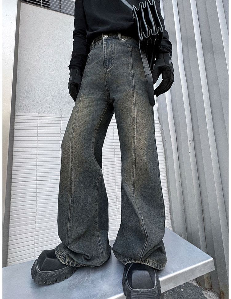 Patchwork Male Jeans Niche Design Pocket Gradient Color