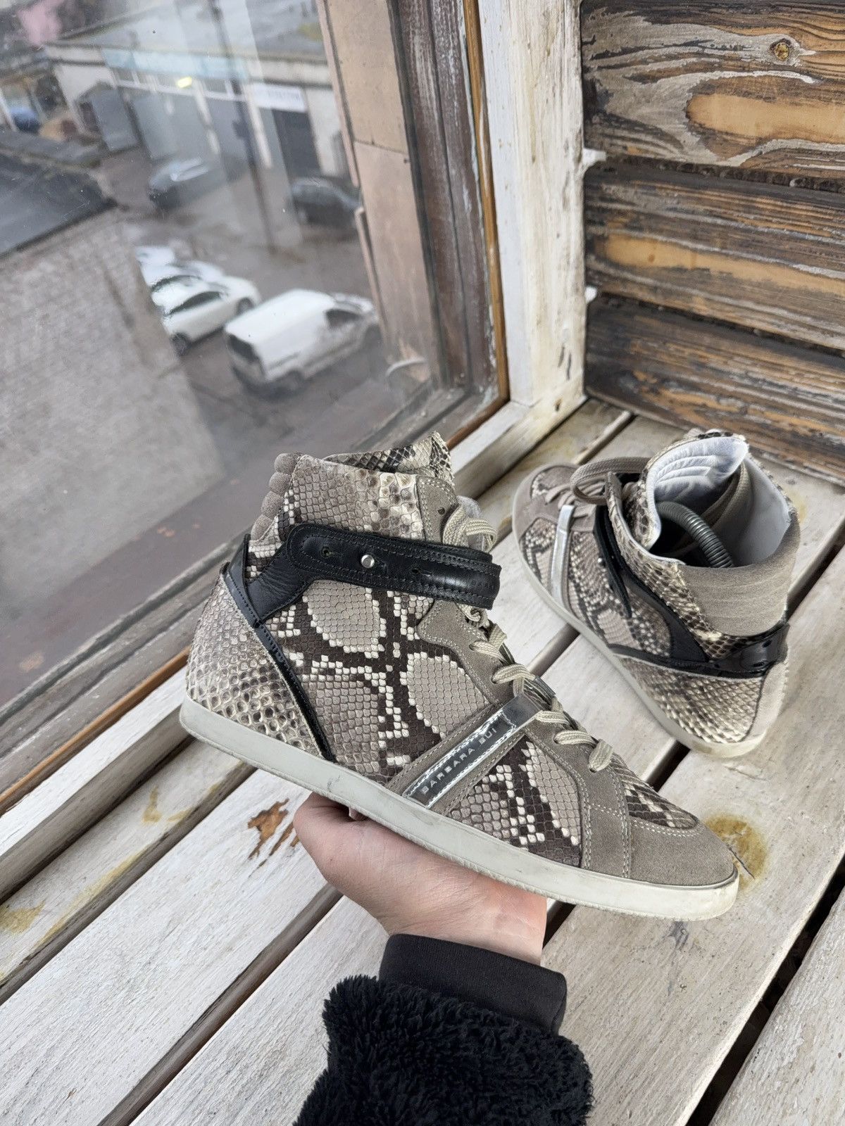 Barbara Bui Luxury Barbara Bui Python Embossed High Top Sneakers Size US 10.5 / IT 40.5 - 3 Thumbnail