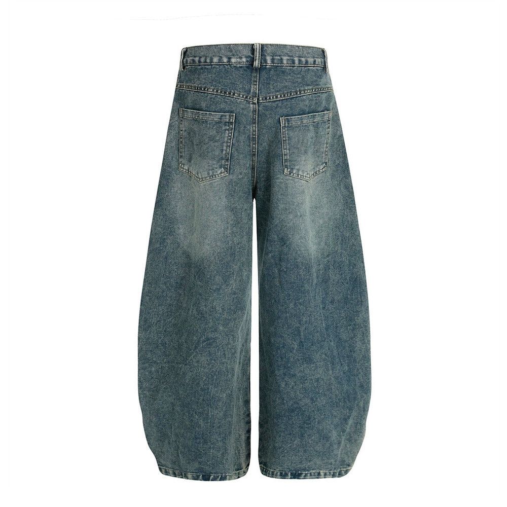Jean Men's stitching distressed vintage washed scimitar jeans Size US 34 / EU 50 - 2 Thumbnail