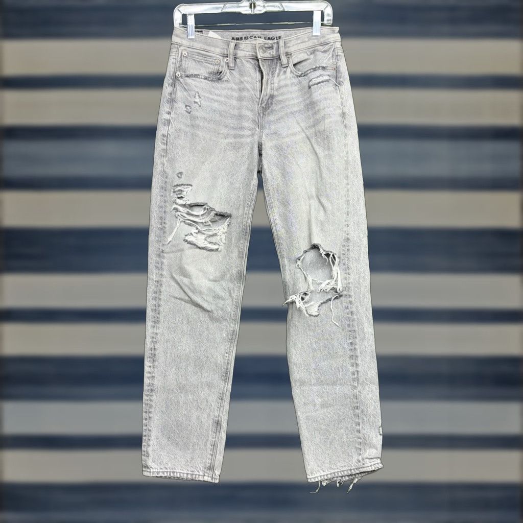 American Eagle Outfitters VINTAGE American Eagle Jeans Womens 2 90s Straight Regular Light Wash Denim Distressed Shirt Size 26" / US 2 / IT 38 - 1 Thumbnail