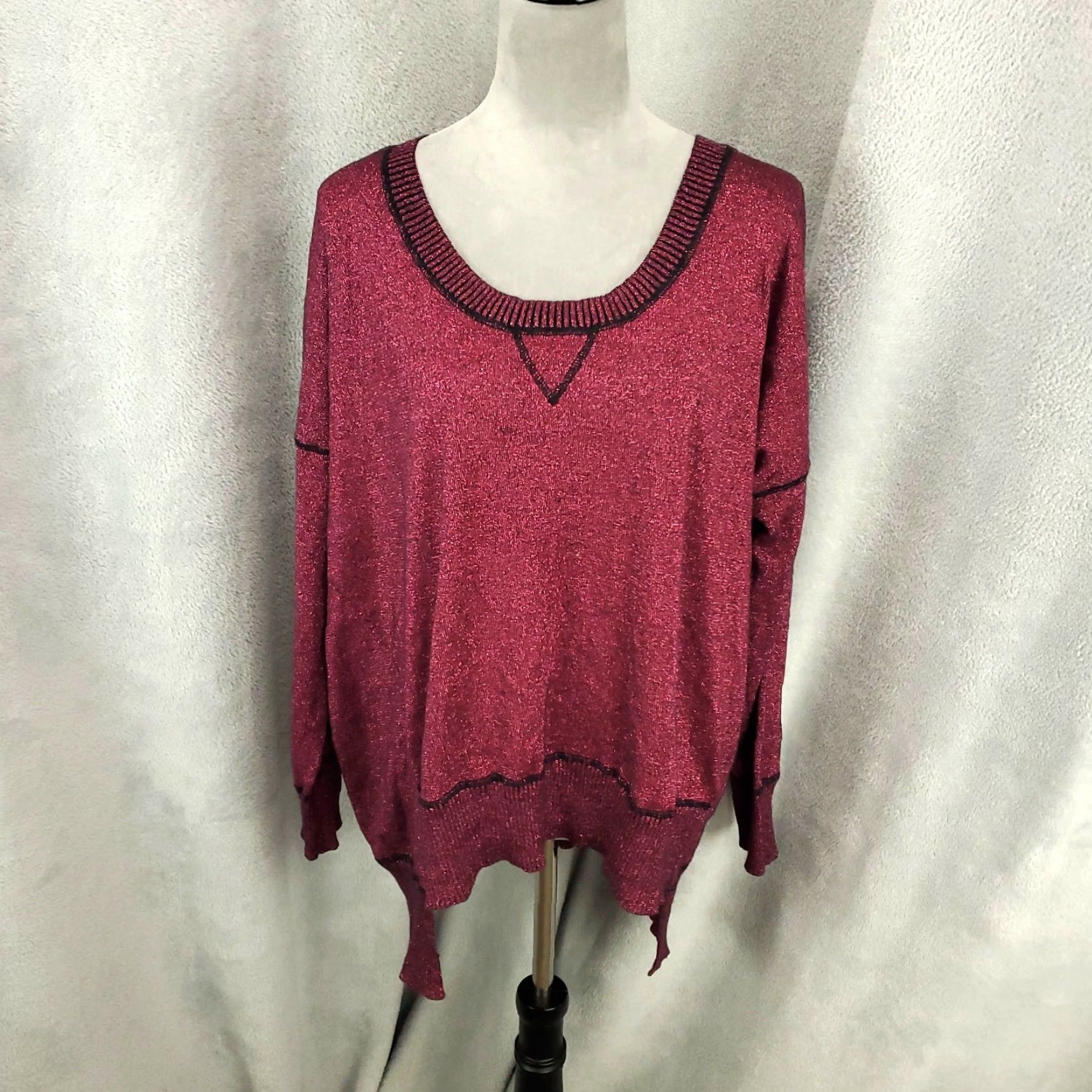 Vintage Womens Chico's Sweater Pullover Knit Shimmer Red 1X Plus Size Boat Neck Long Sleeve Casual Vintage No Size XL / US 12-14 / IT 48-50 - 2 Thumbnail