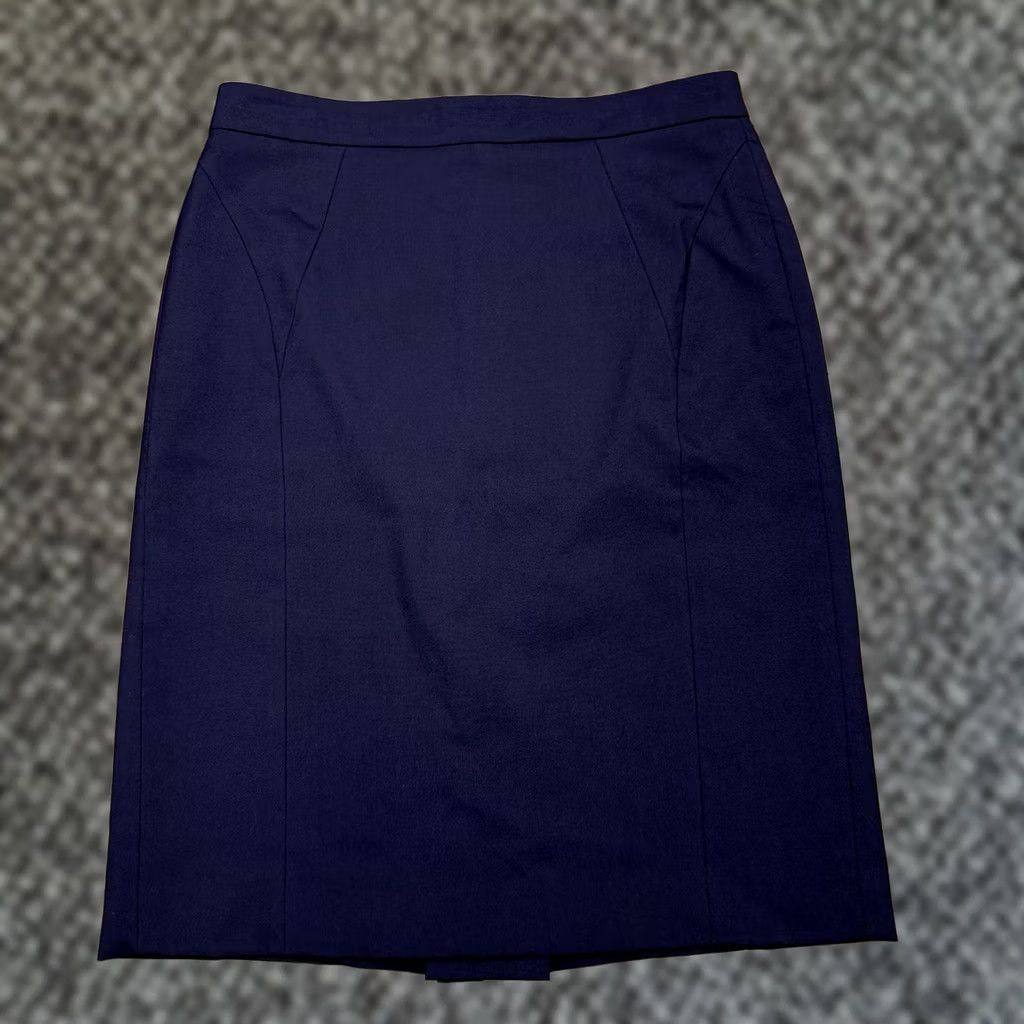 Ann Taylor Ann Taylor Pencil Skirt 10 Blue Stretch Lined Knee Length Skirt Womens Regular High Rise Zip Dry Clean Only Polyester Rayon Spandex Logo City 90s? Size 32" / US 10 / IT 46 - 1 Thumbnail