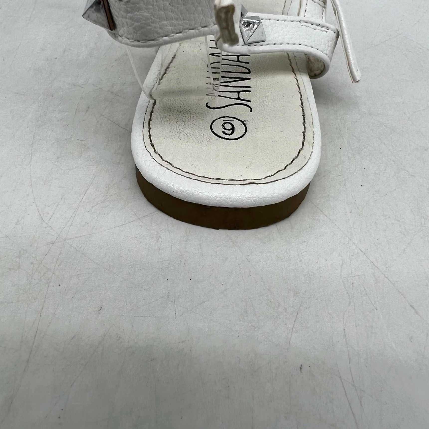 Vintage Sandalup Womens Ankle Buckle Straps Studded White Flat Sandals - Size 6 - Strappy Leather Sandal, Party/Cocktail, Womens, US 6 Size US 6 / IT 36 - 4 Thumbnail