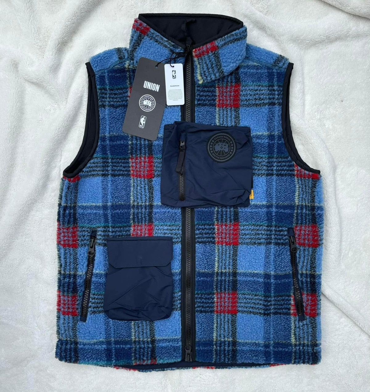 Canada Goose × NBA × Union LA Canada Goose x NBA x Union LA Legion Blue Plaid Fleece Vest Size US XL / EU 56 / 4 - 1 Thumbnail