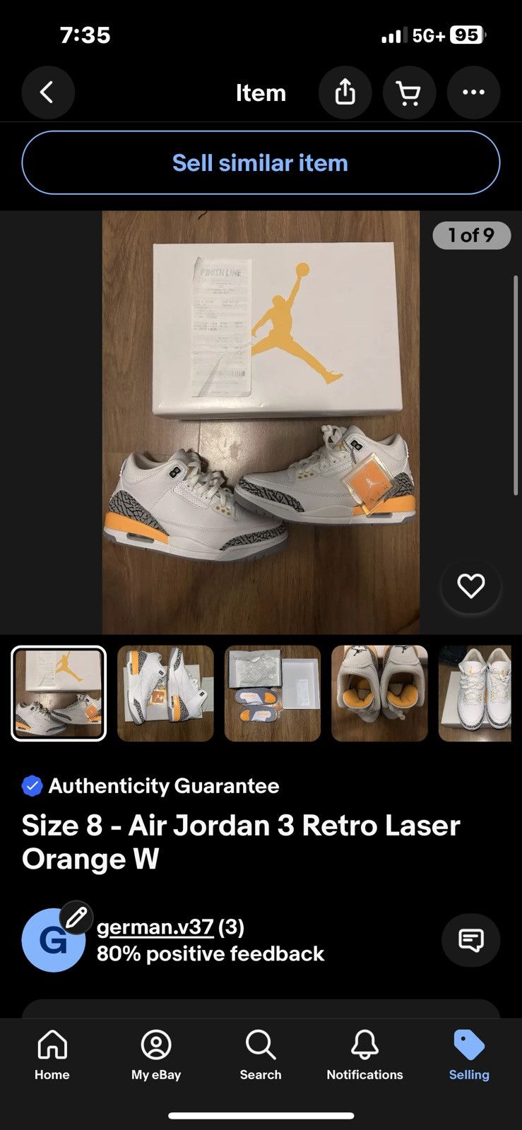 Jordan Brand Jordan 3 Laser orange womens size 8 or size 6.5mens Size US 8 / IT 38 - 9 Thumbnail