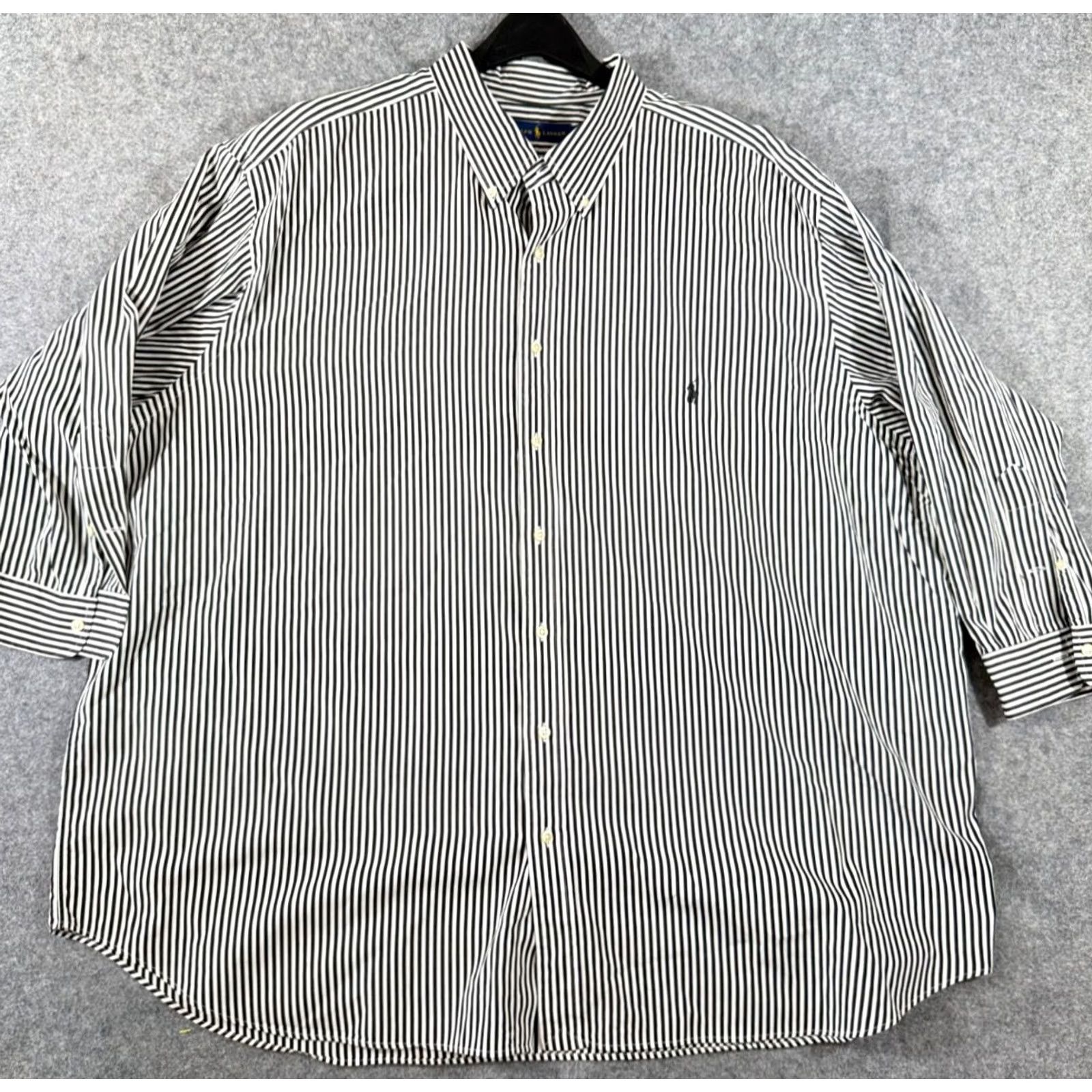 Ralph Lauren Ralph Lauren Shirt Mens 4XB Big Black Striped 3/4 Sleeve Button Down Pony Logo Shirt Size US XXL / EU 58 / 5 - 2 Thumbnail