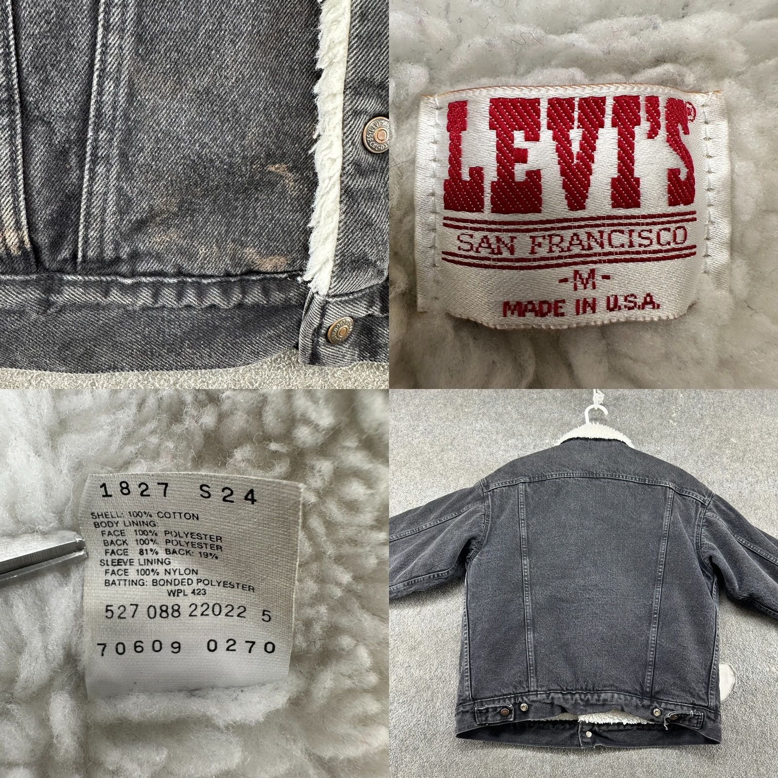 Levi's VINTAGE Levi's Trucker Jacket Mens M Black Denim Lined USA 80s 90s Cotton Leather Pockets Regular Chest 46 Short Description: Size US 31 - 8 Thumbnail