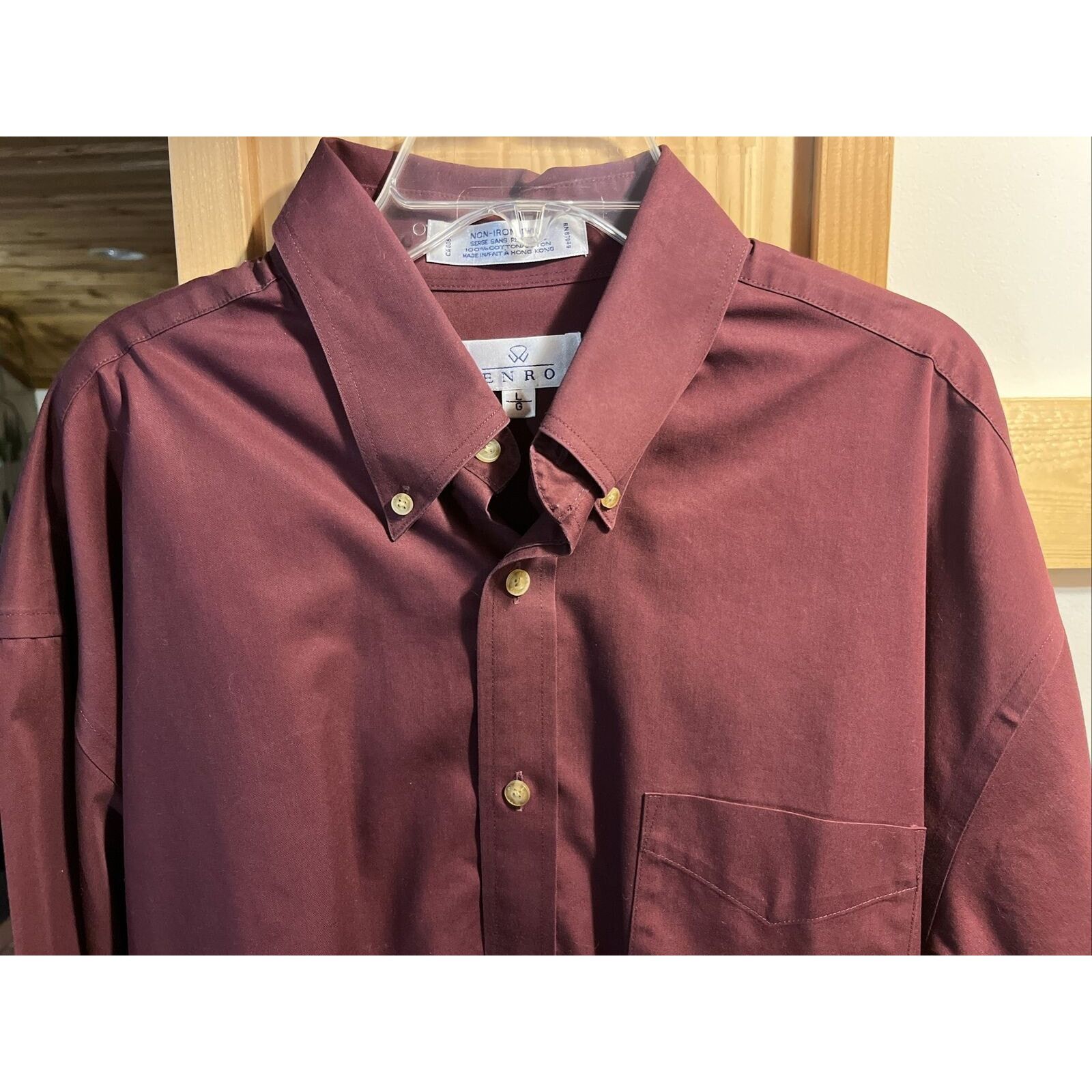 Enro ENRO Men's L Maroon LS Button Up Cotton Non-Iron Twill Shirt Size US L / EU 52-54 / 3 - 12 Thumbnail