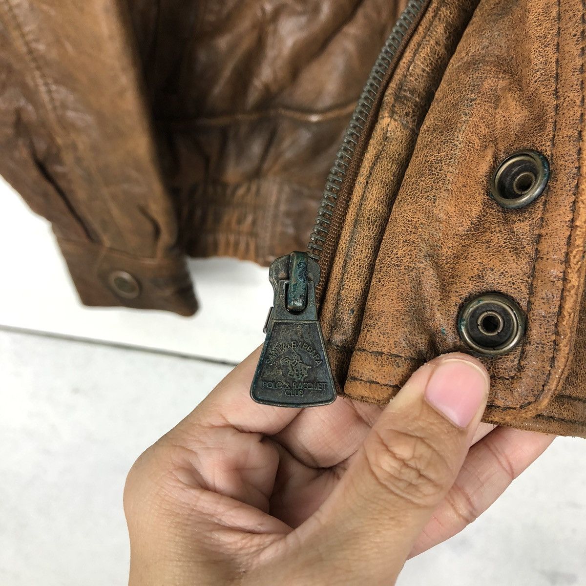 Genuine Leather 🔥80’s Vintage Bomber Leather Jacket Santa Barbara Polo Club Size US L / EU 52-54 / 3 - 15 Thumbnail
