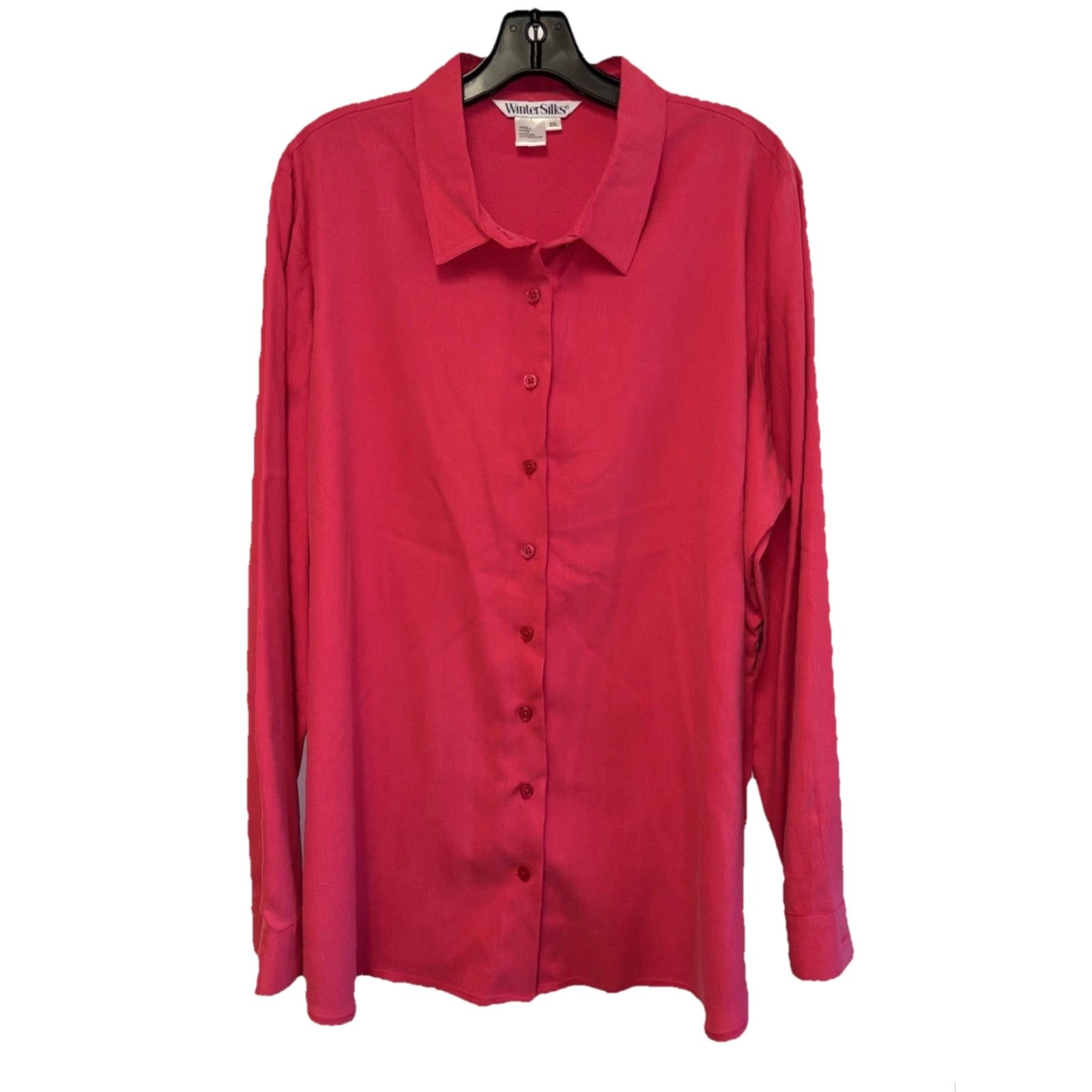 Pinko WinterSilks Women Silk Button Up Blouse XXL Pink Long Sleeve Collar Size XXL / US 16-18 / IT 52-54 - 2 Thumbnail