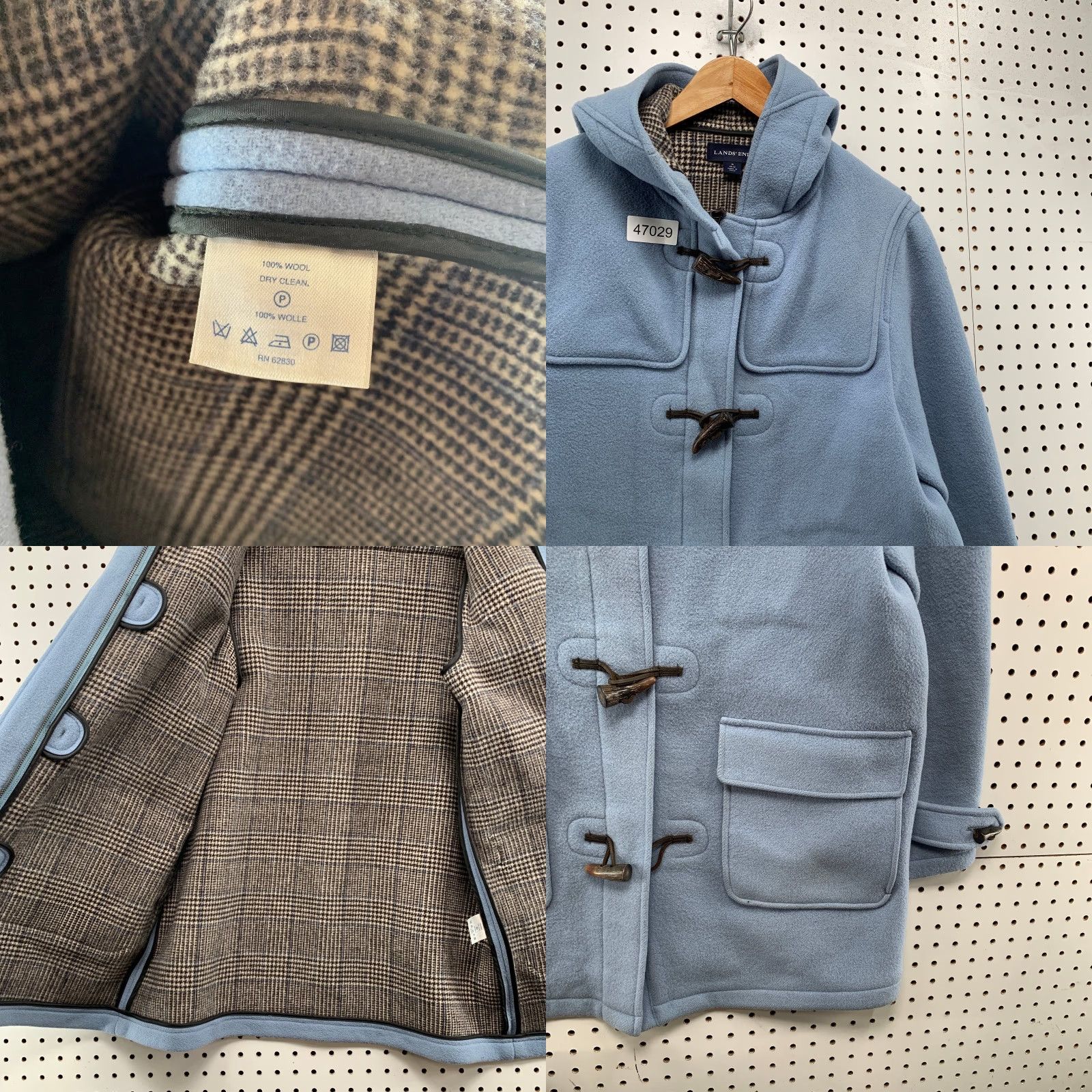 Lands' End Lands' End Wool Duffle Toggle Coat Womens Medium Sky Blue Hooded Coat Size M / US 6-8 / IT 42-44 - 8 Thumbnail