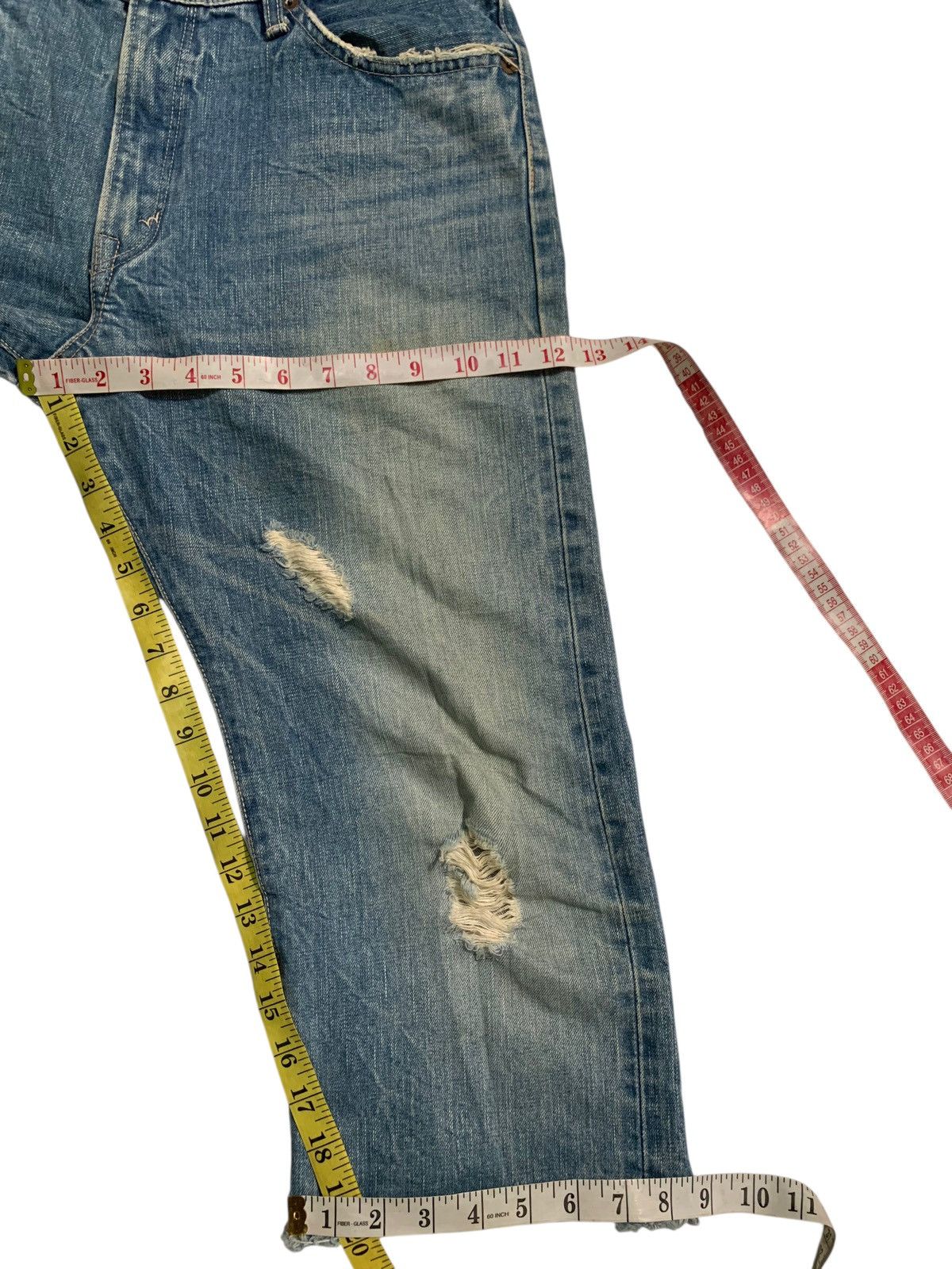 Kapital VINTAGE EDWIN 505S SELVEDGE PUNK SHORT DISRESSED DENIM Size US 32 / EU 48 - 21 Thumbnail
