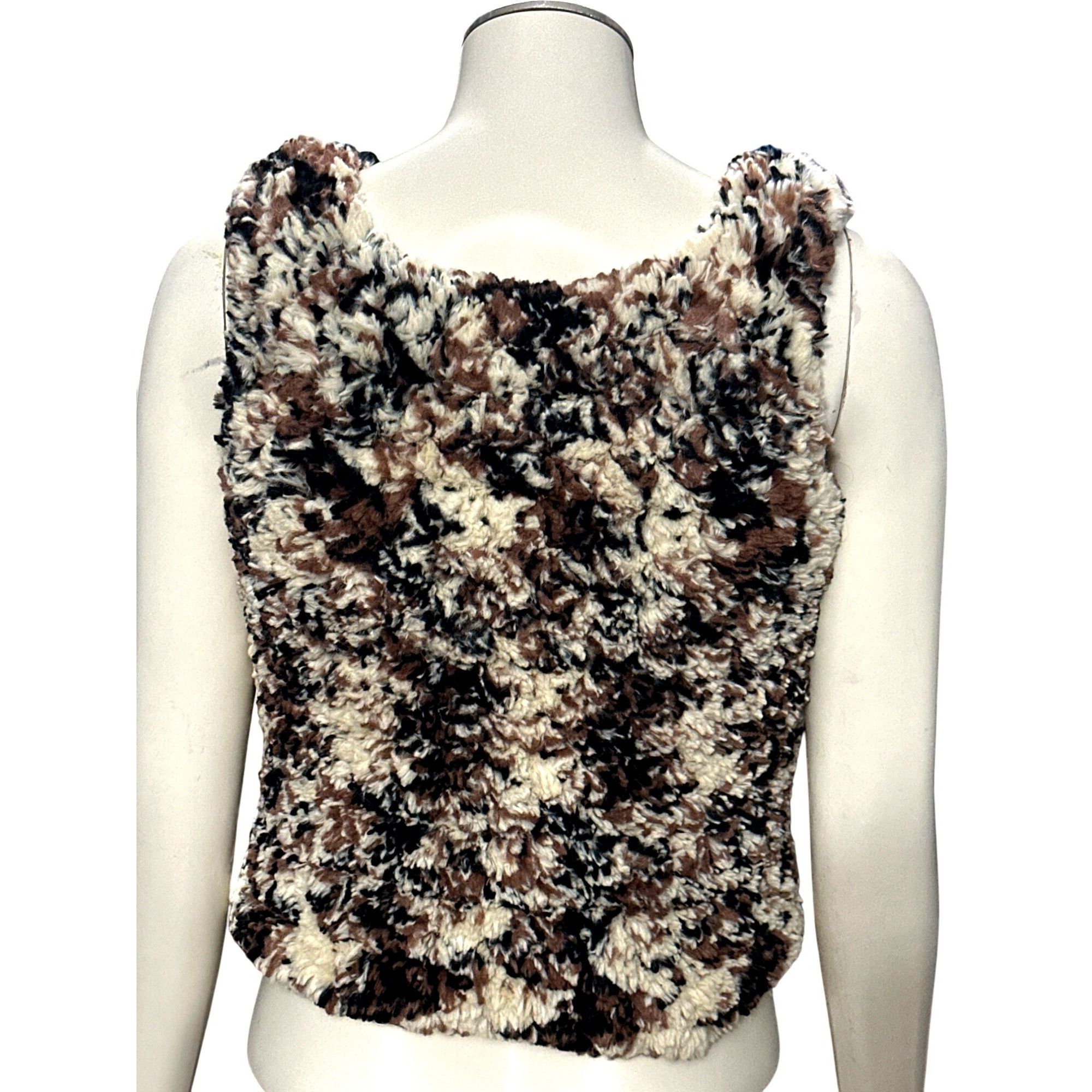 Other CCC Faux Fur Girls Fluffy Cozy Open Front Brown Black Cream Size XXS / US 00 / IT 34 - 3 Thumbnail