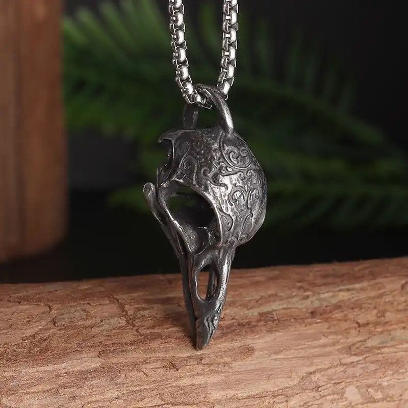 Vintage Vintage Goth Crow Skull Necklace Size ONE SIZE - 1 Thumbnail