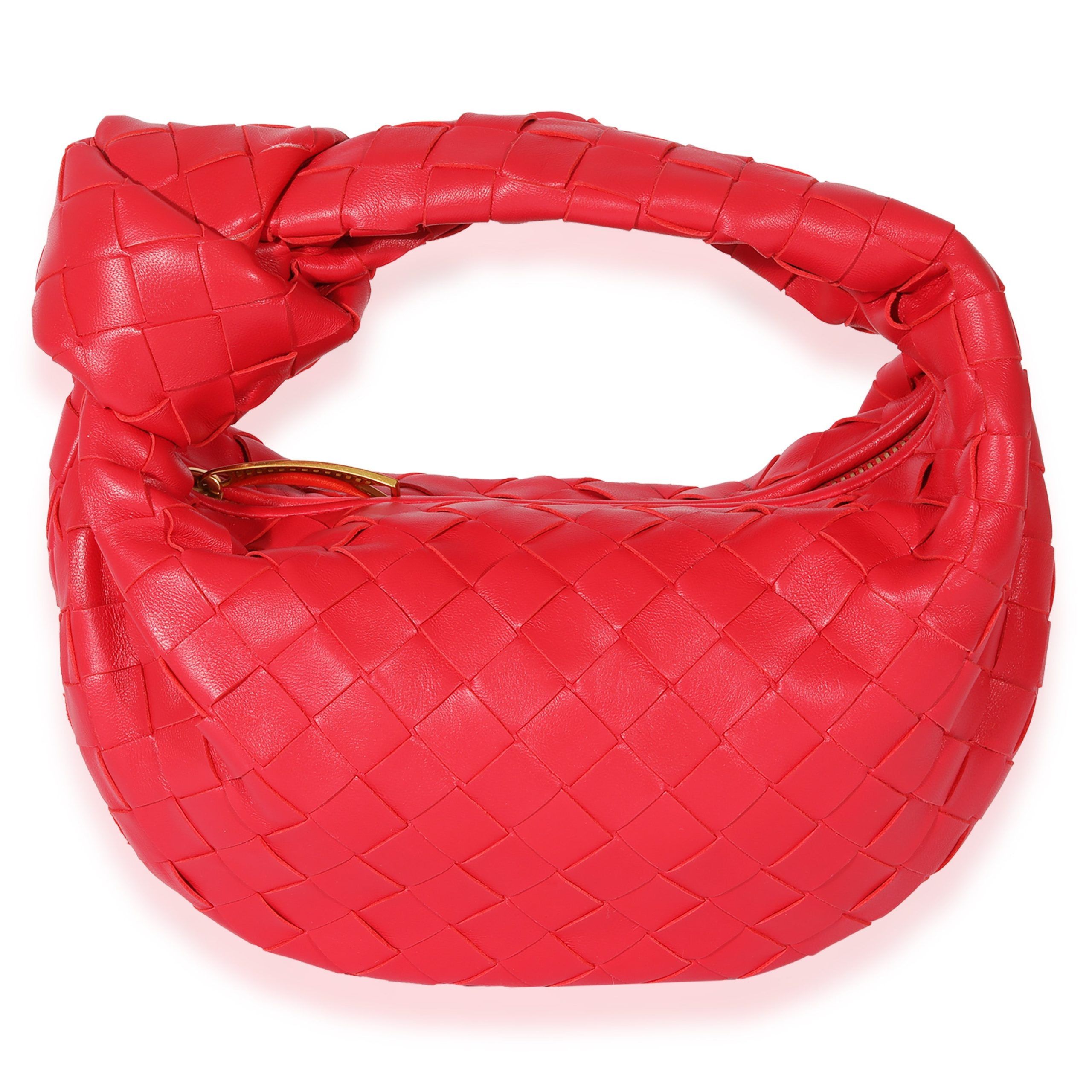 image of Bottega Veneta Red Intrecciato Leather Jodie, Women's