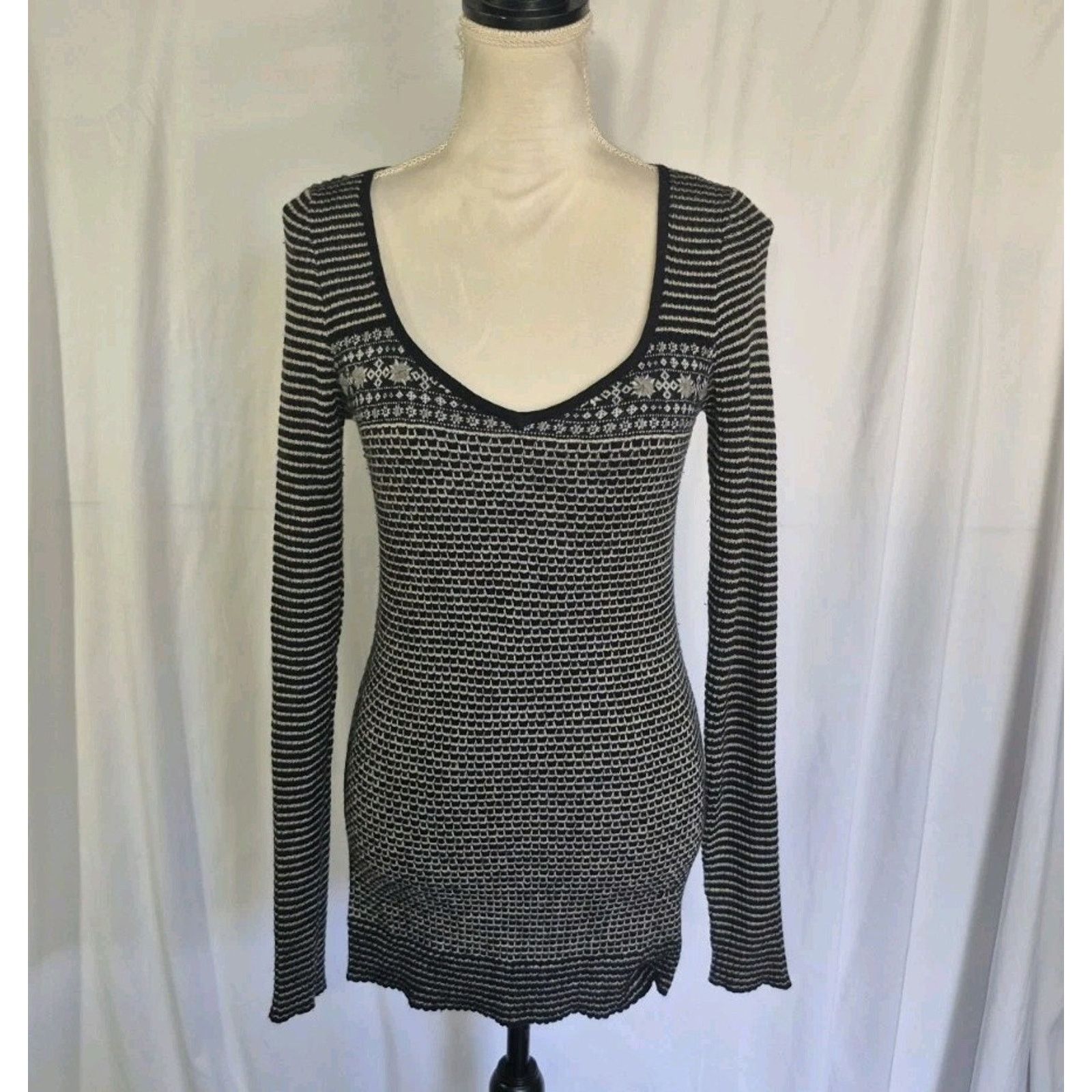 Free People Free People Y2K Women's Black Wool Blend Boho Sweater Large Size L / US 10 / IT 46 - 1 Thumbnail