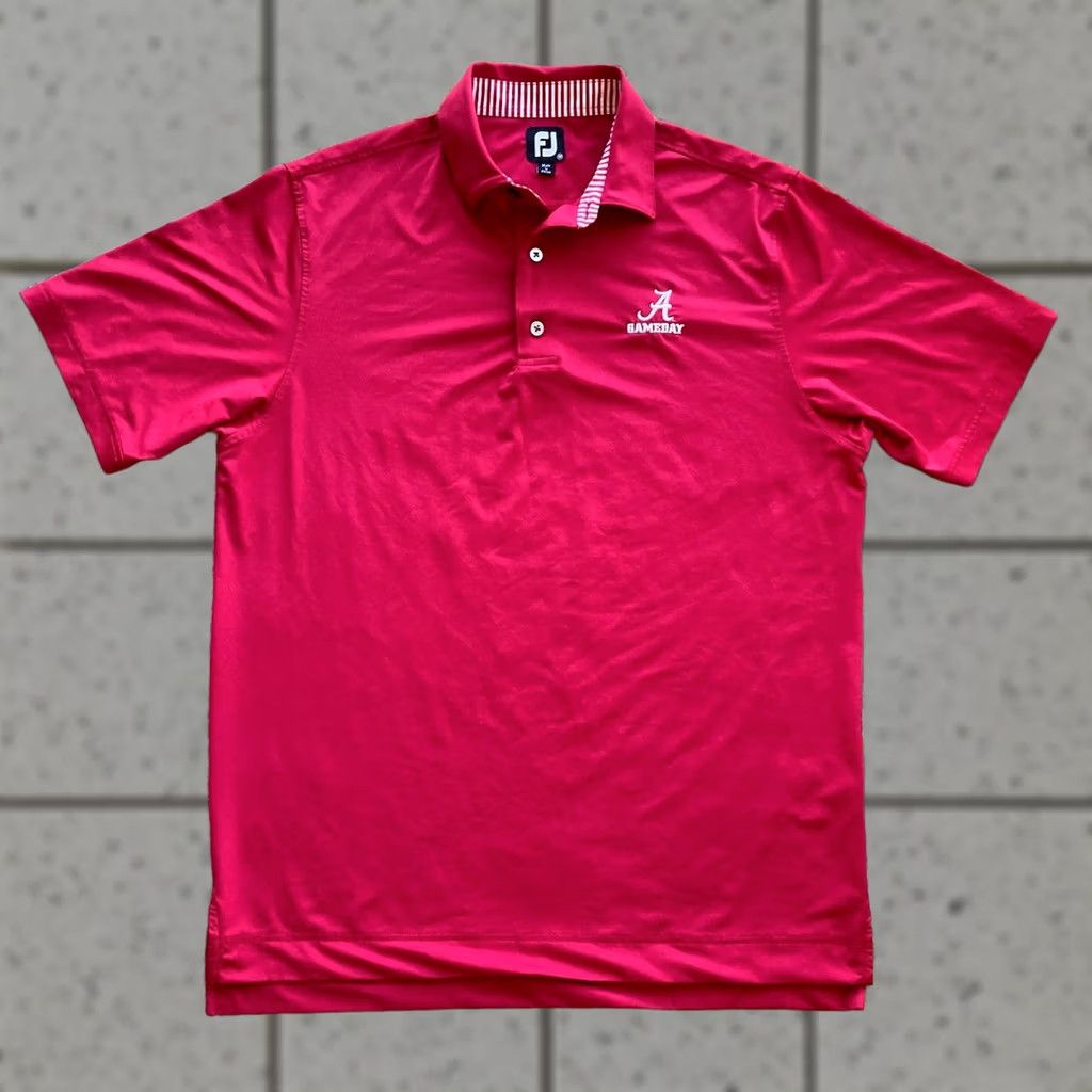 Footjoy FootJoy University of Alabama Crimson Tide Performance Polo Shirt Mens Medium Red Polyester Spandex Golf Breathable Logo Shirt Size US M / EU 48-50 / 2 - 1 Thumbnail